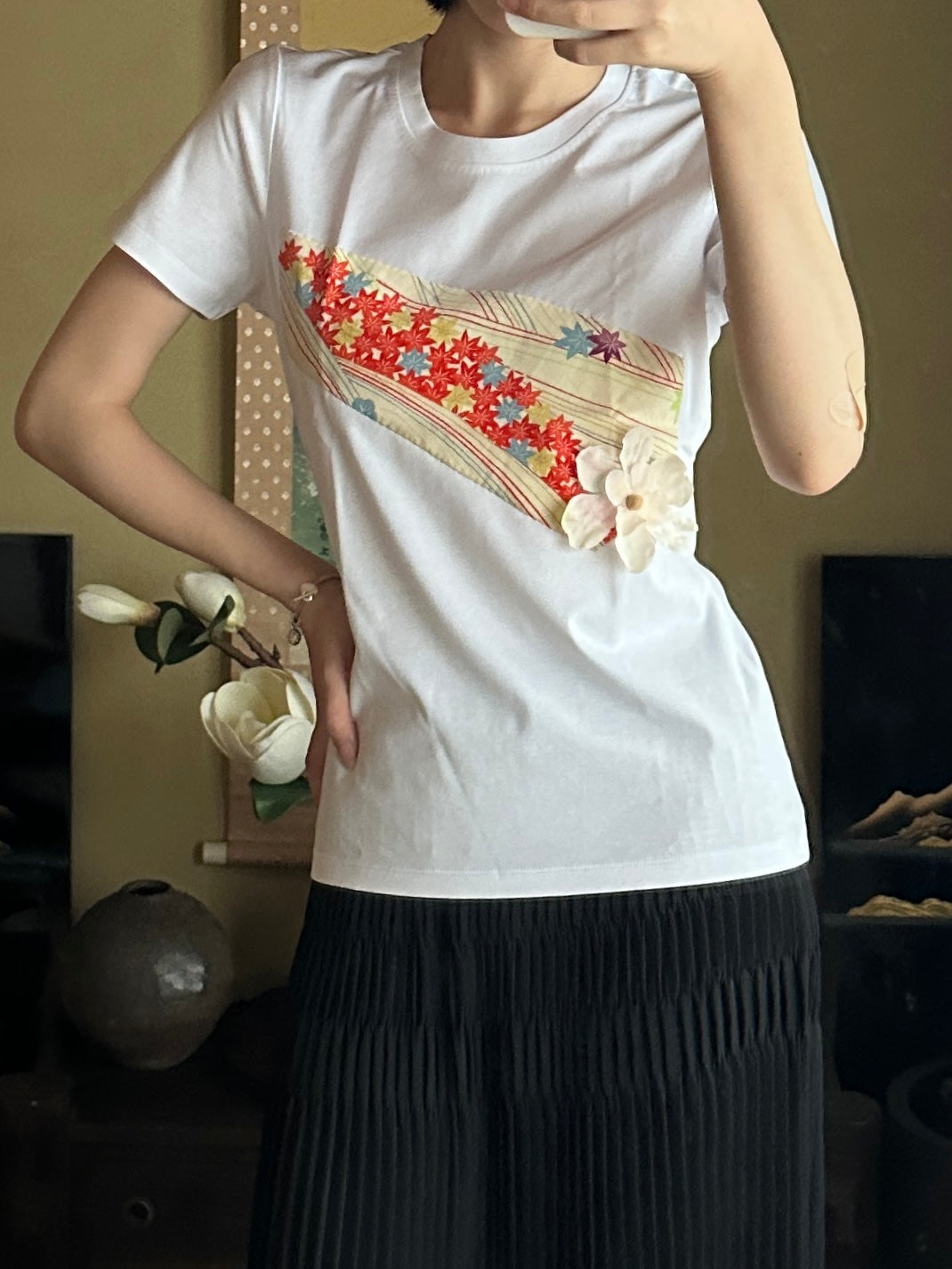 Redesigned Kimono Handmade T-Shirt White