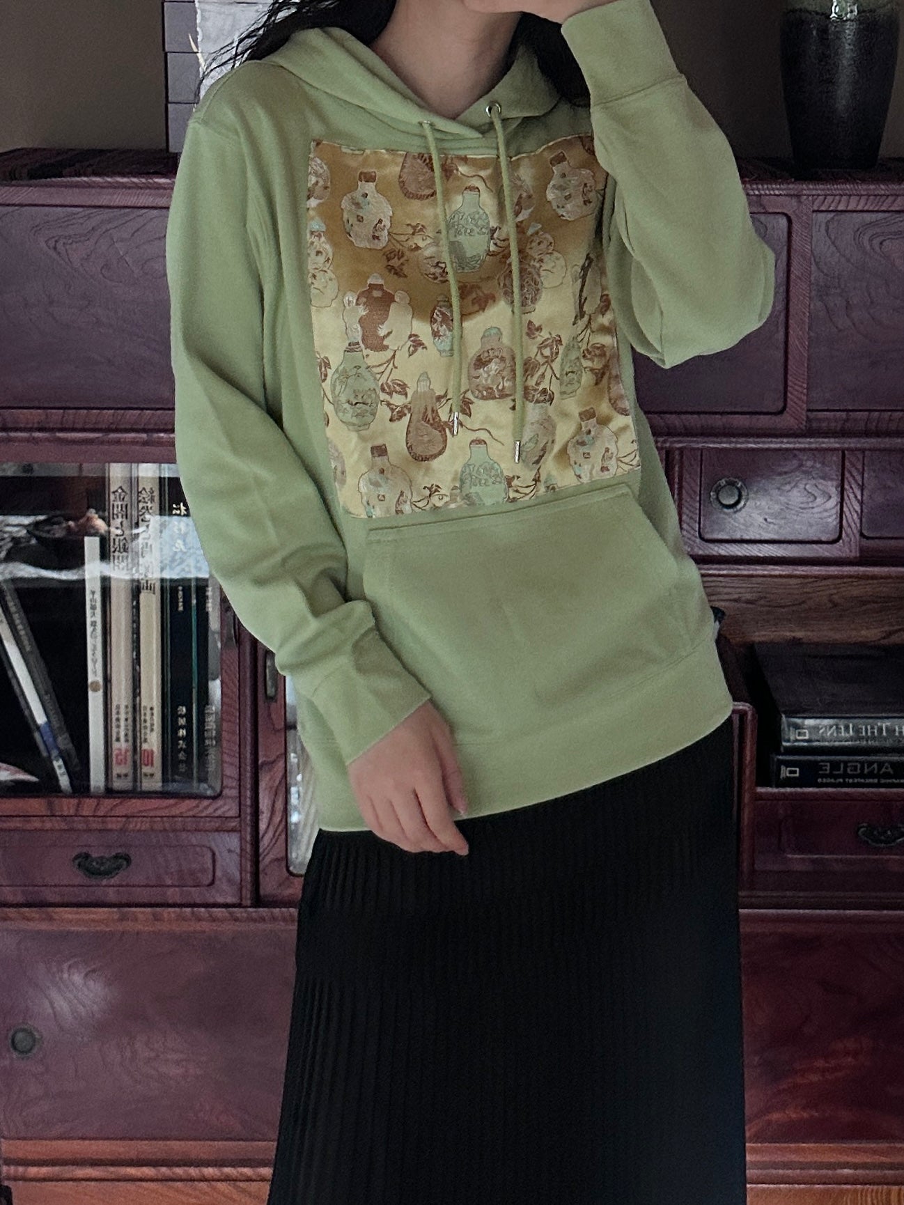 Redesigned Kimono Handmade hoodie Seedling color