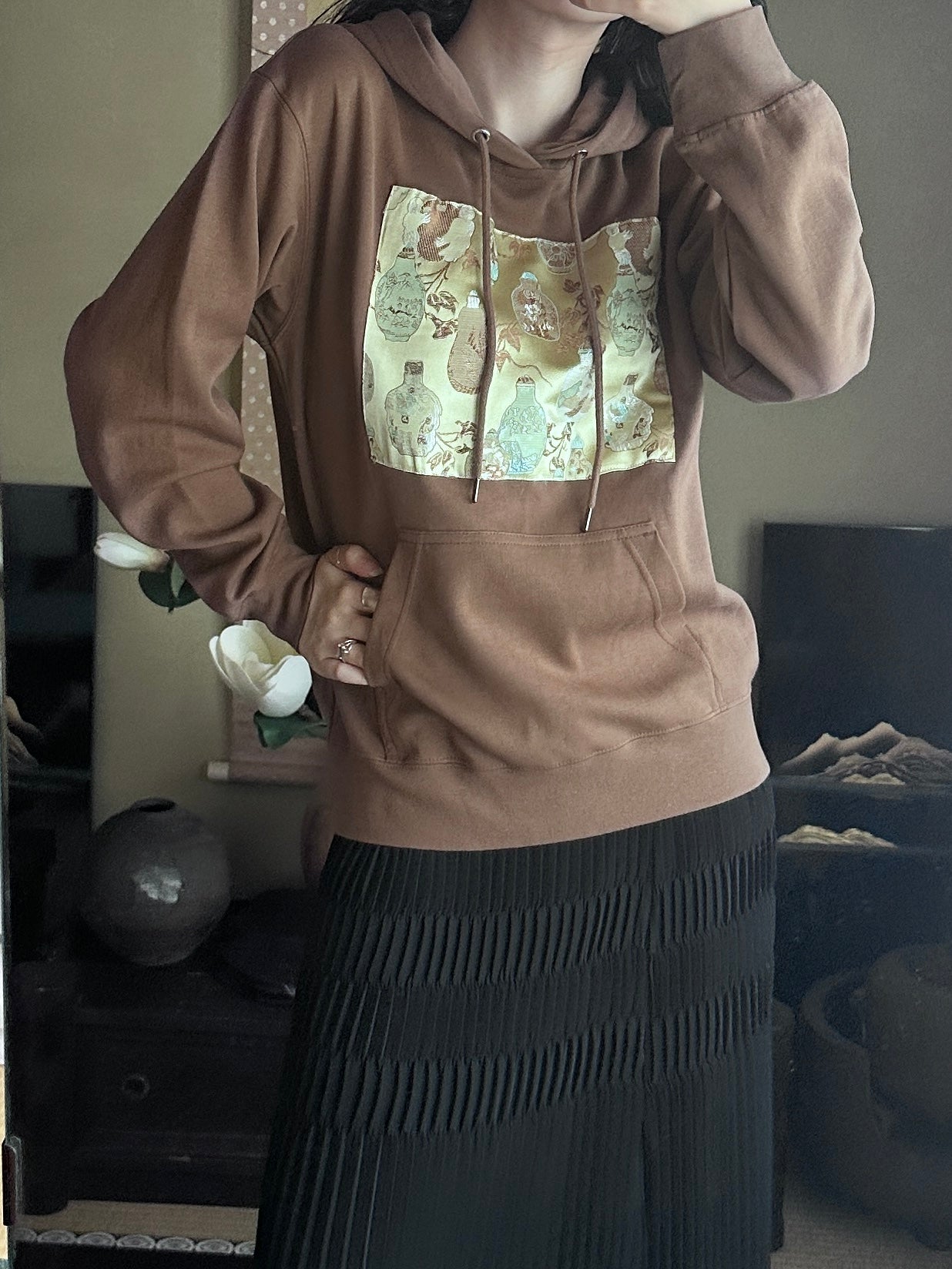 創作和服設計連帽衛衣 岩群青