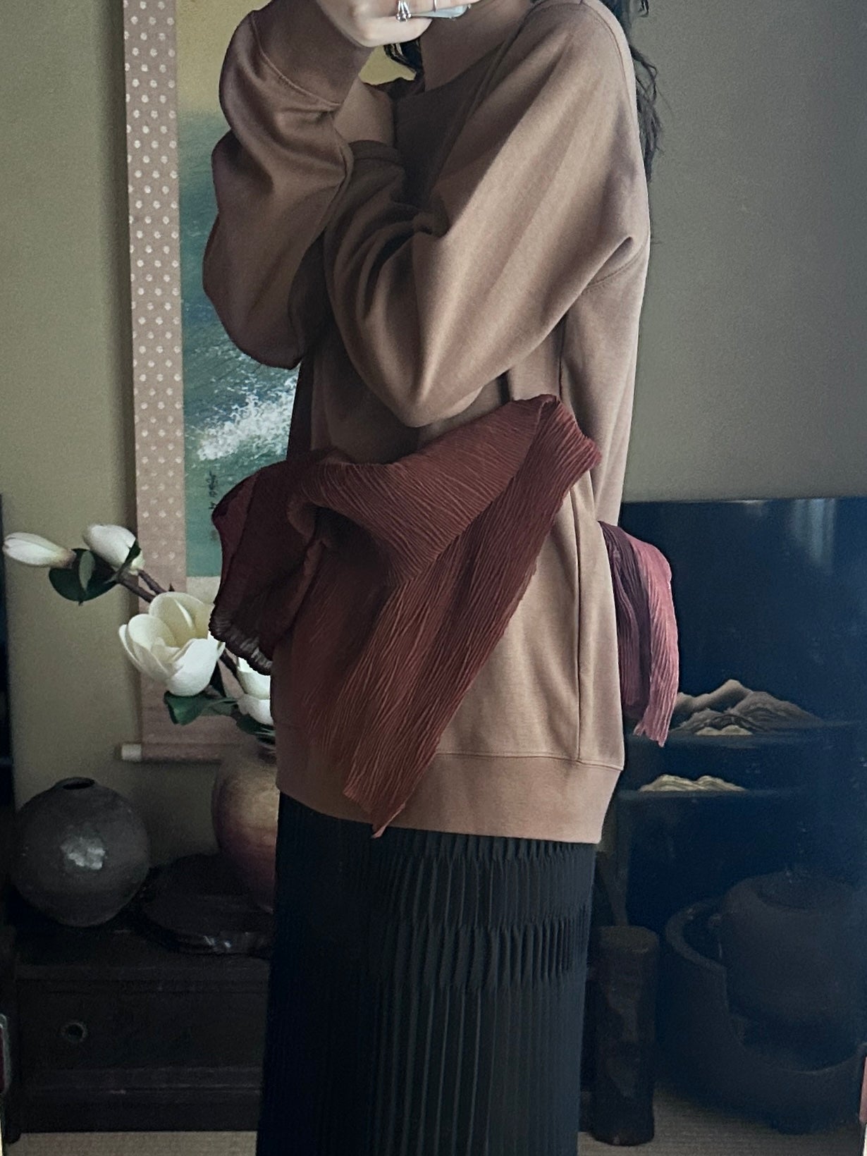 創作和服設衛衣 枇杷茶色