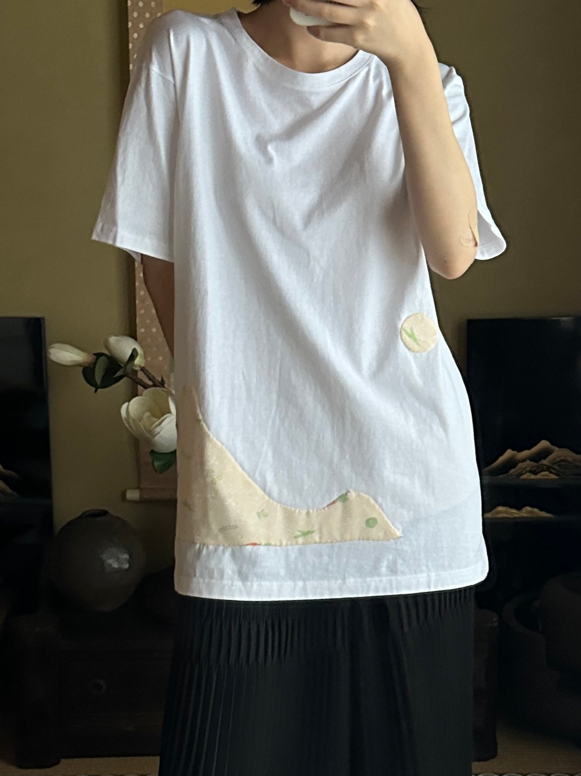 創作着物デザインTシャツ 白色