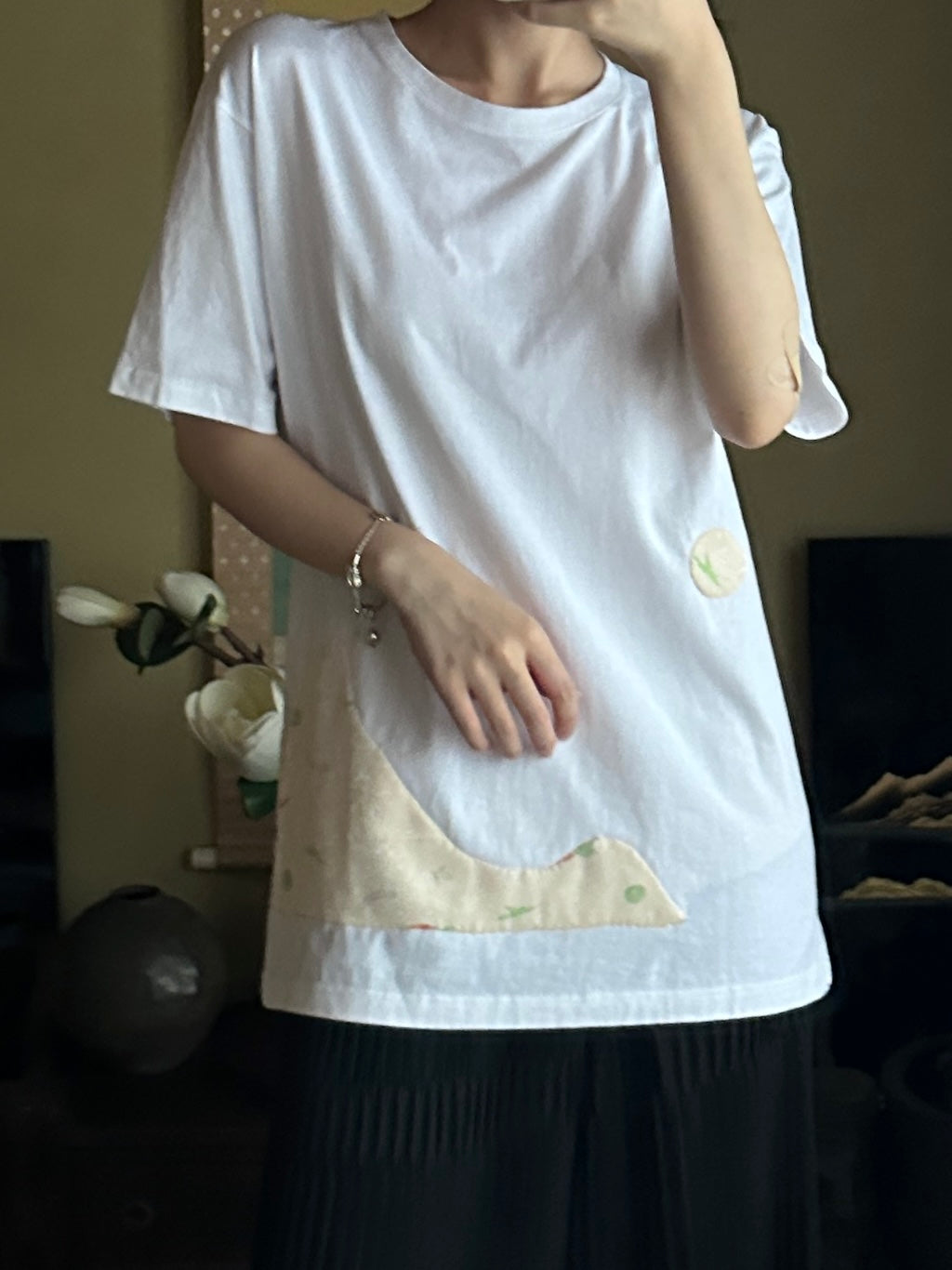 創作着物デザインTシャツ 白色