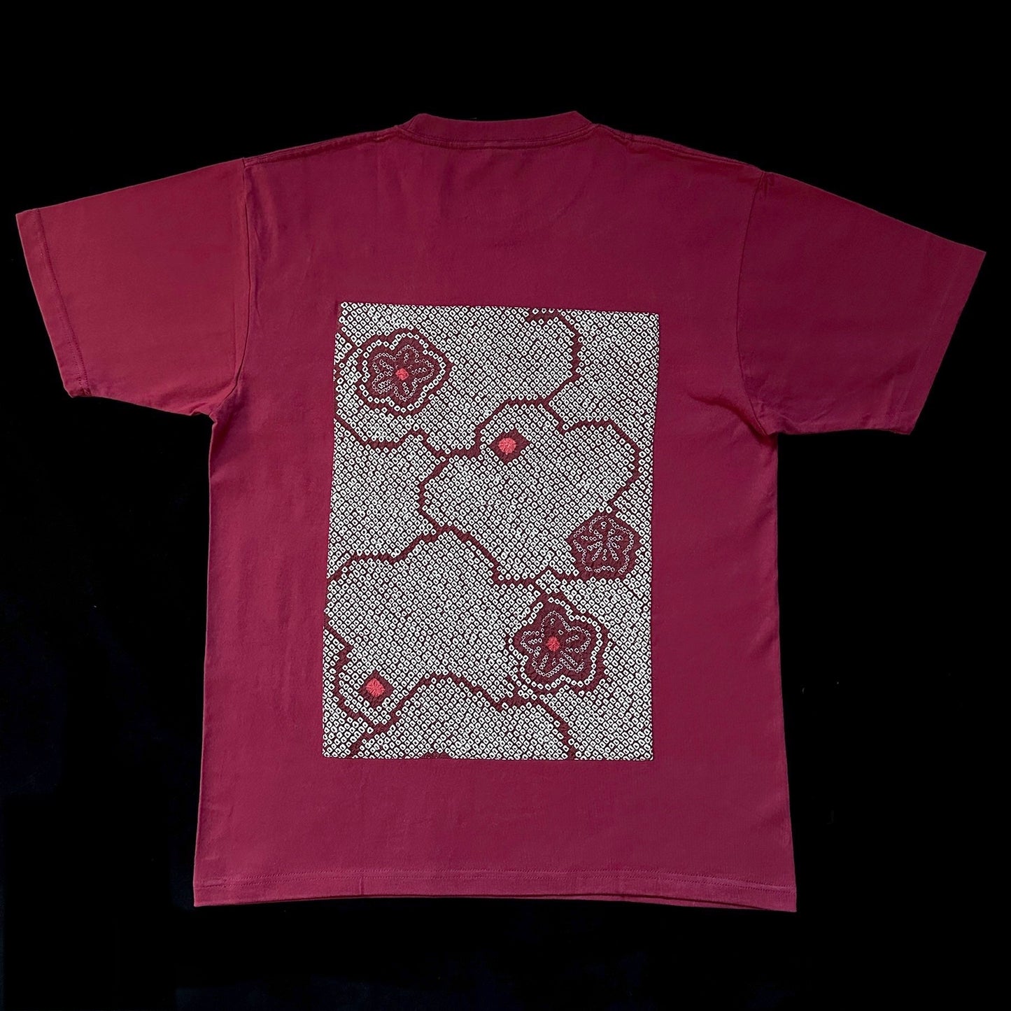 Redesigned Kimono Handmade T-Shirt dark red  color