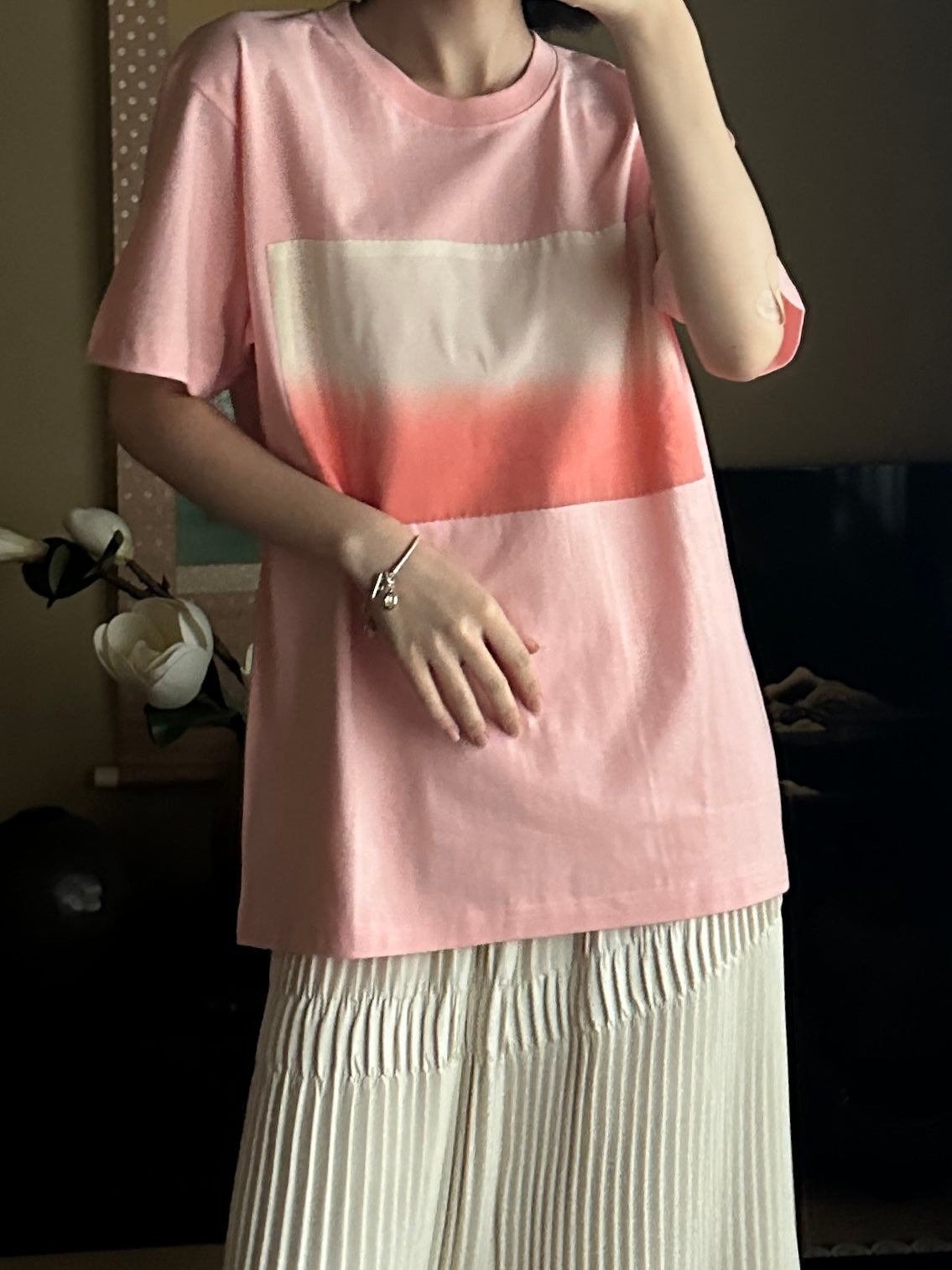 Redesigned Kimono Handmade T-Shirt Rosy Pink