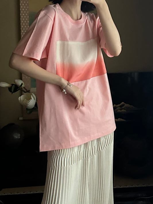 Redesigned Kimono Handmade T-Shirt Rosy Pink