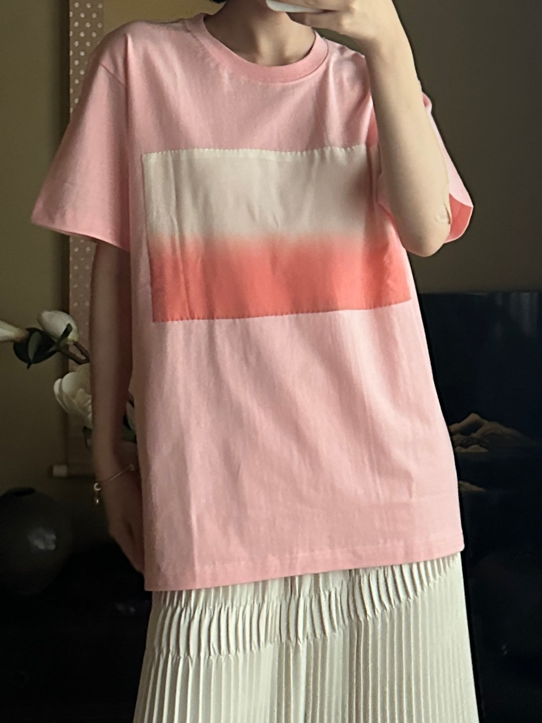 Redesigned Kimono Handmade T-Shirt Rosy Pink