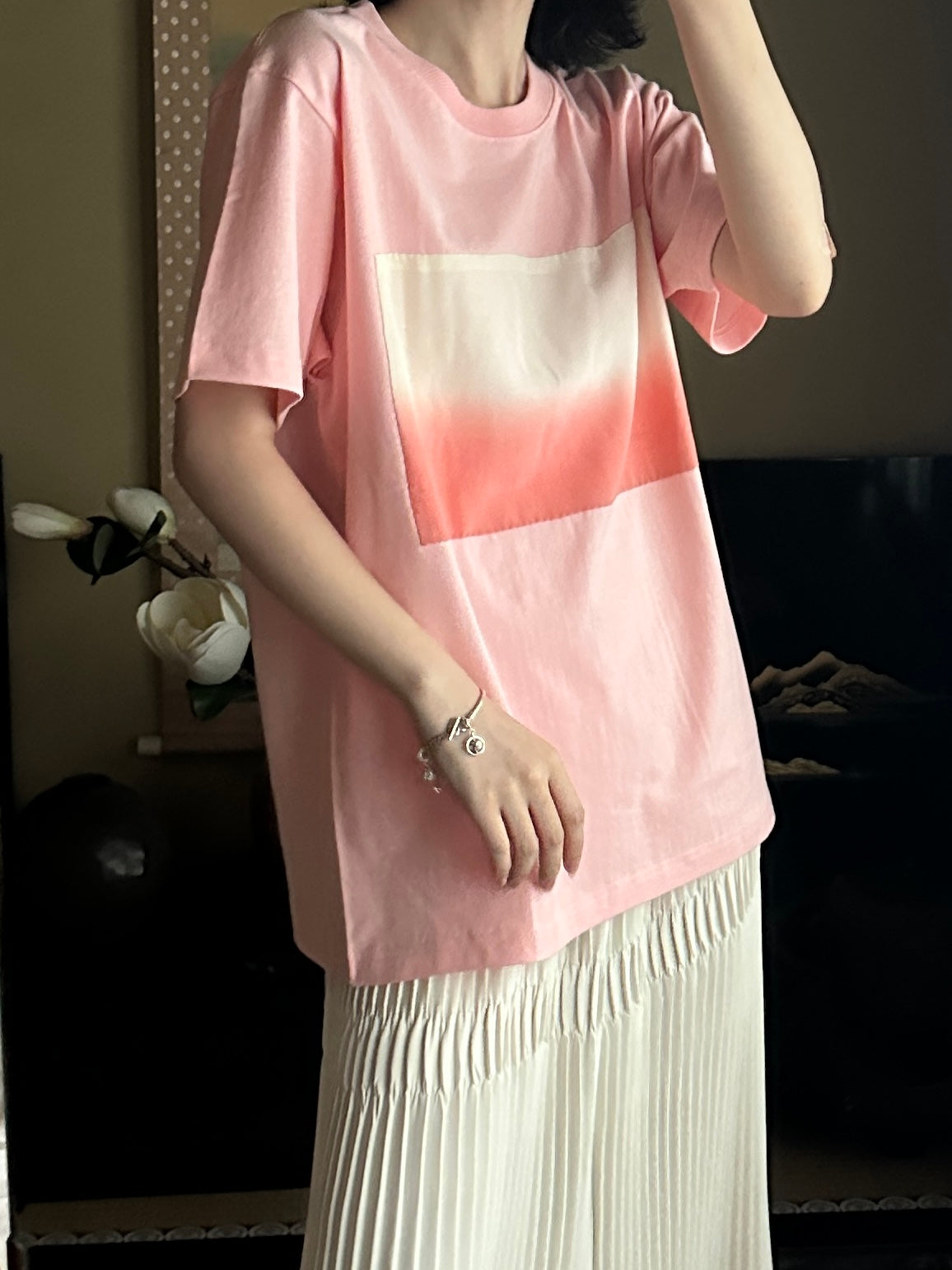 Redesigned Kimono Handmade T-Shirt Rosy Pink