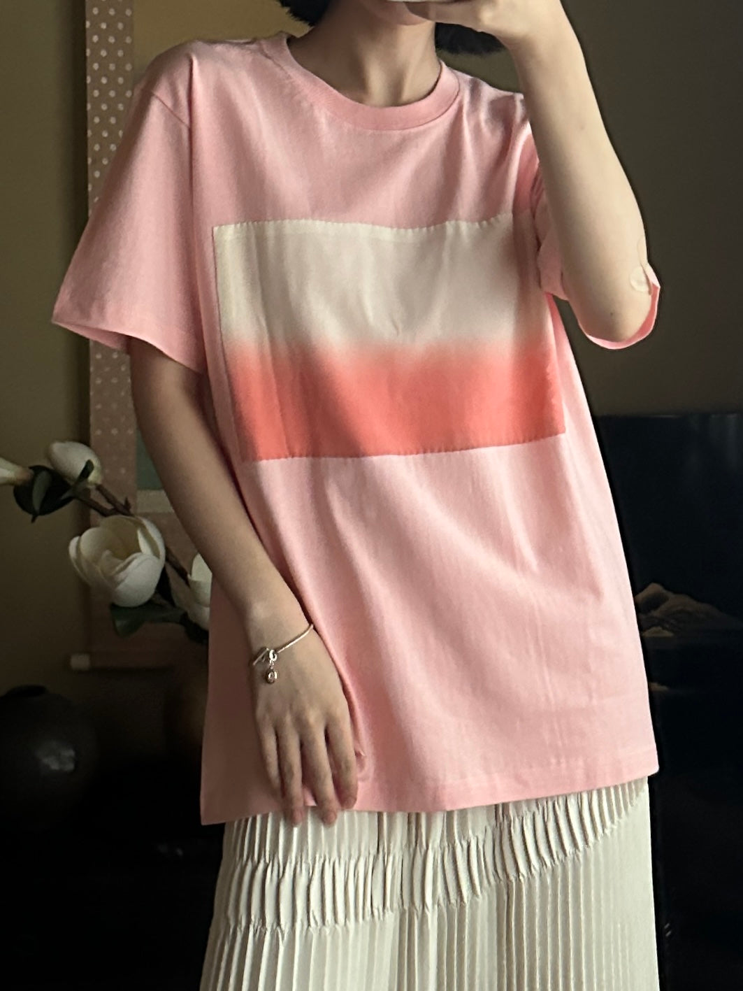 Redesigned Kimono Handmade T-Shirt Rosy Pink