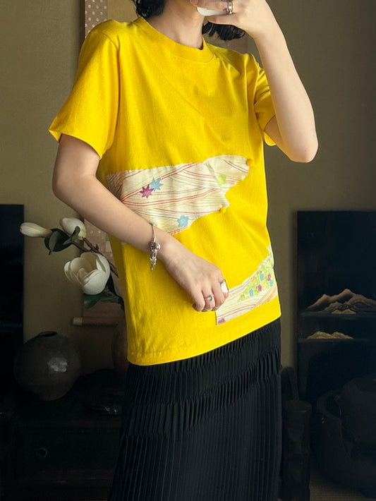 Redesigned Kimono Handmade T-Shirt Yellow