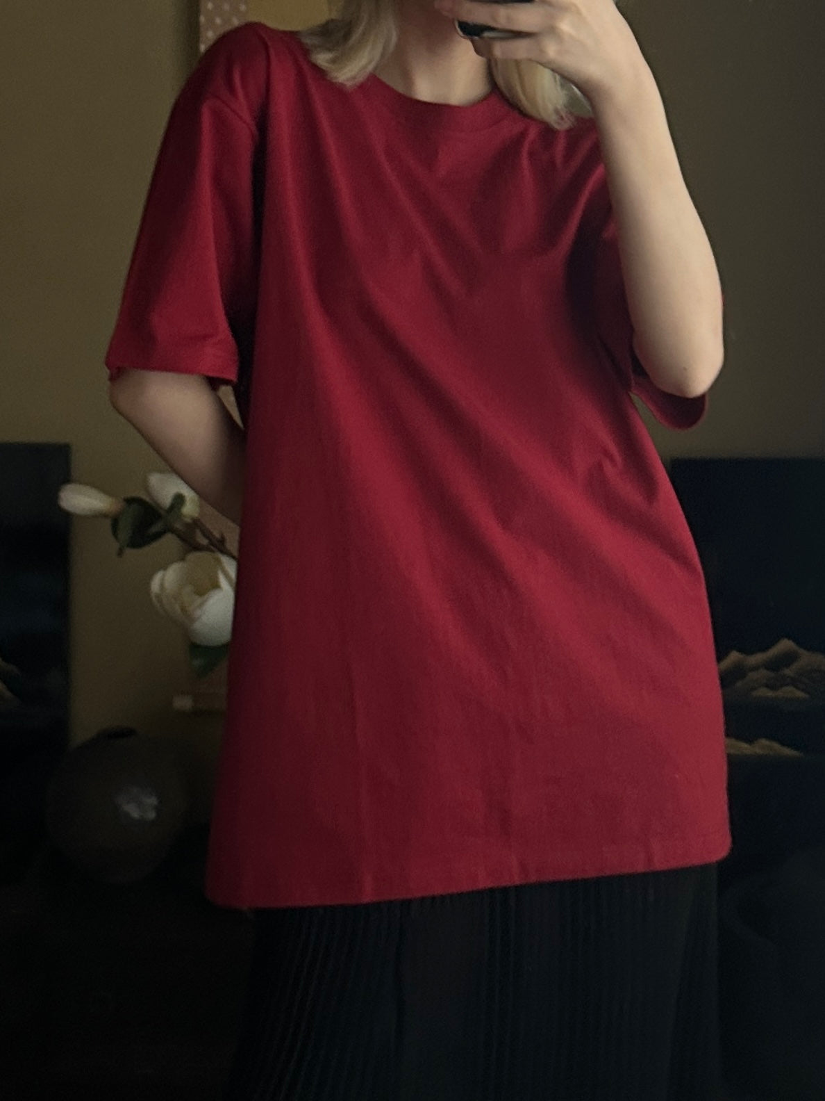 Redesigned Kimono Handmade T-Shirt dark red  color