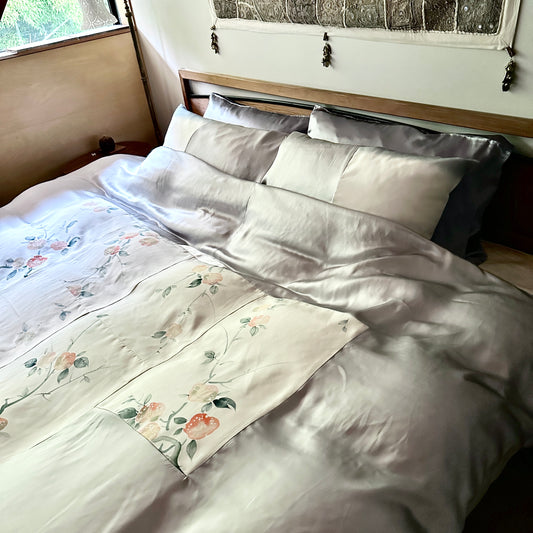 Silk Duvet Cover, Pillowcase, and Fitted Sheet 3-Piece Set