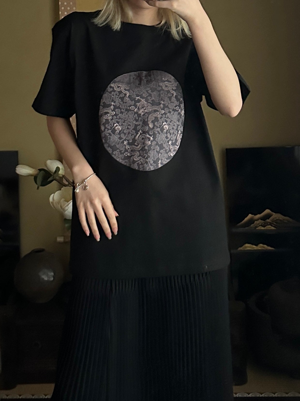 Redesigned Kimono Handmade T-Shirt Black