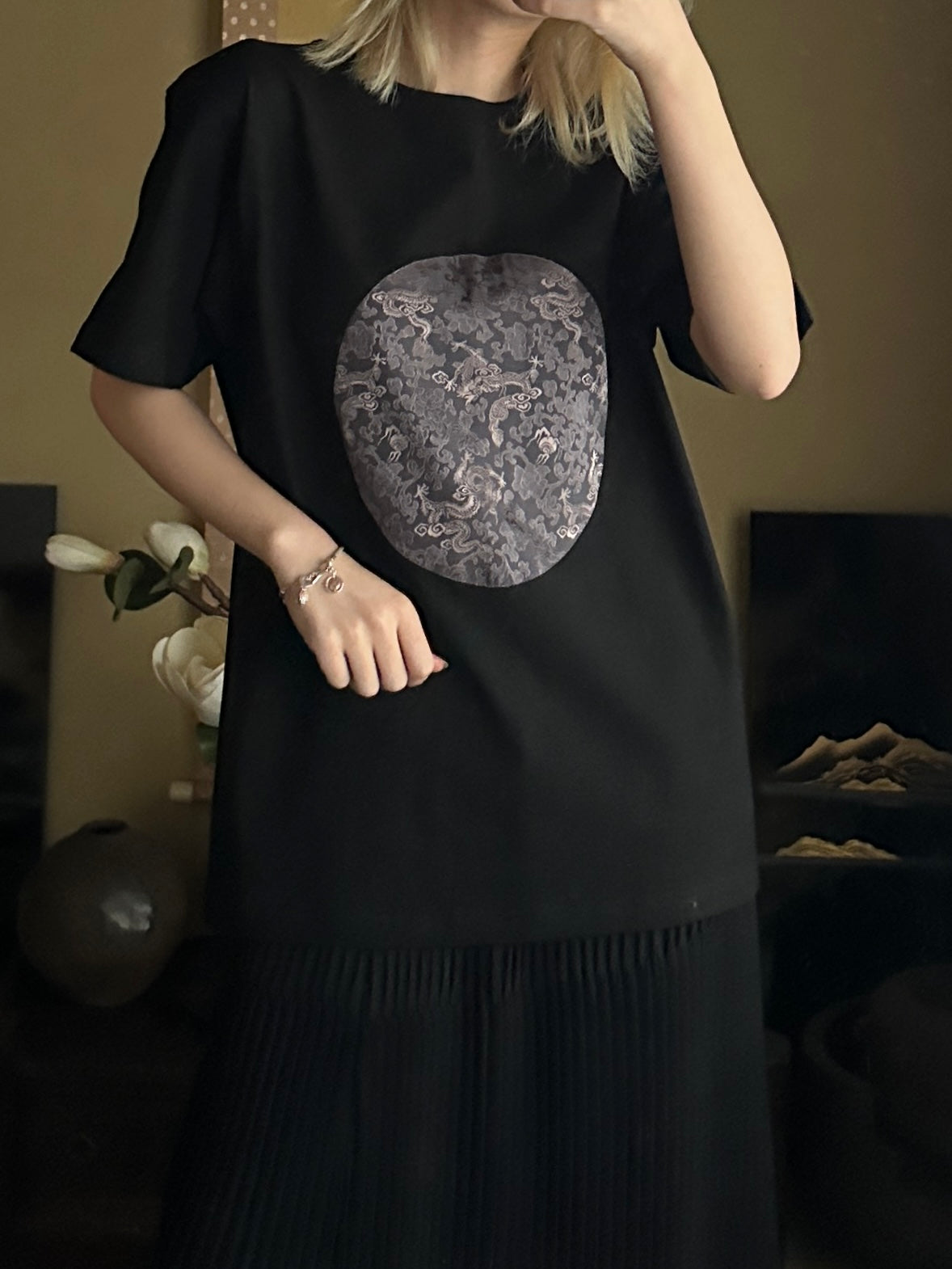 Redesigned Kimono Handmade T-Shirt Black