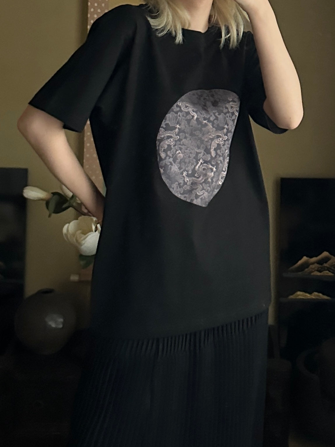 Redesigned Kimono Handmade T-Shirt Black