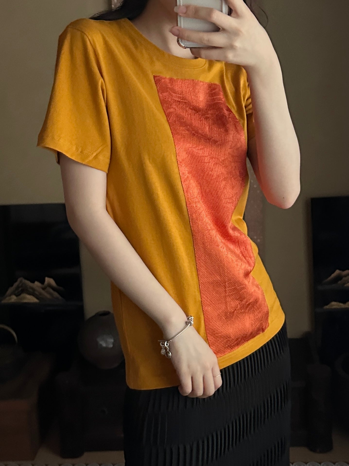 Redesigned Kimono Handmade T-Shirt Mustard Yellow