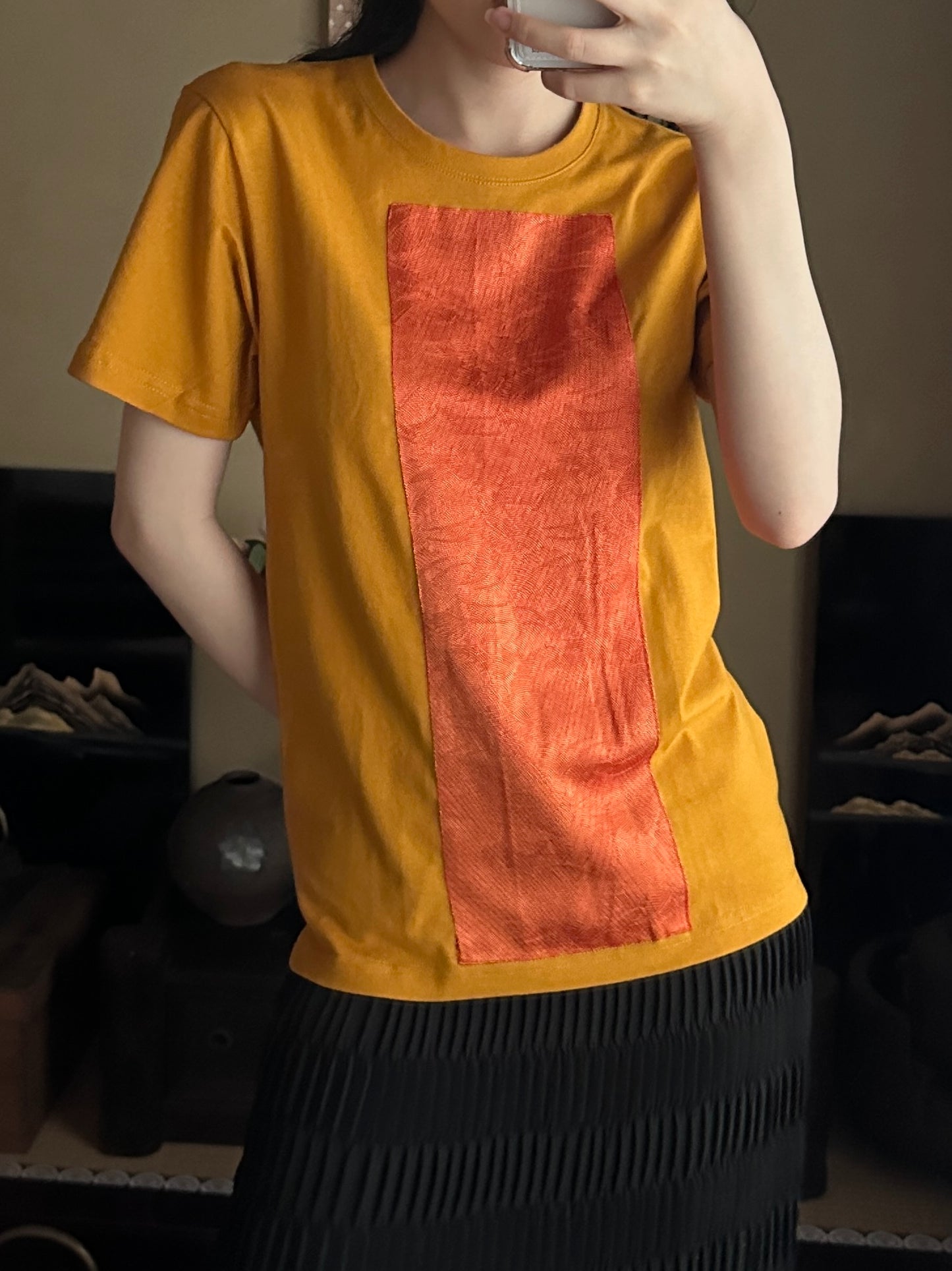 Redesigned Kimono Handmade T-Shirt Mustard Yellow