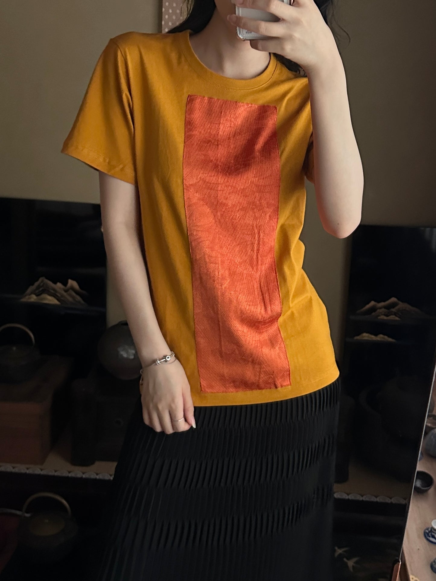 Redesigned Kimono Handmade T-Shirt Mustard Yellow