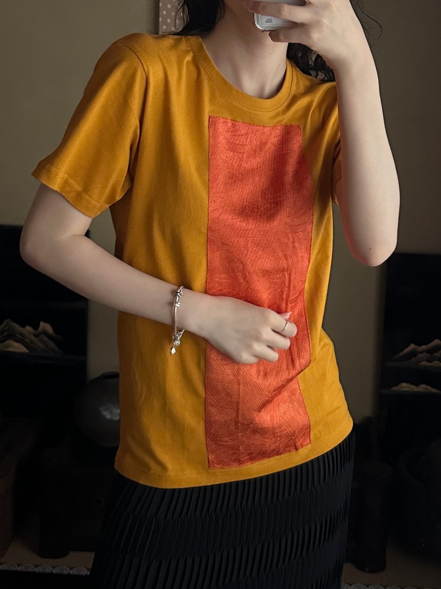 Redesigned Kimono Handmade T-Shirt Mustard Yellow