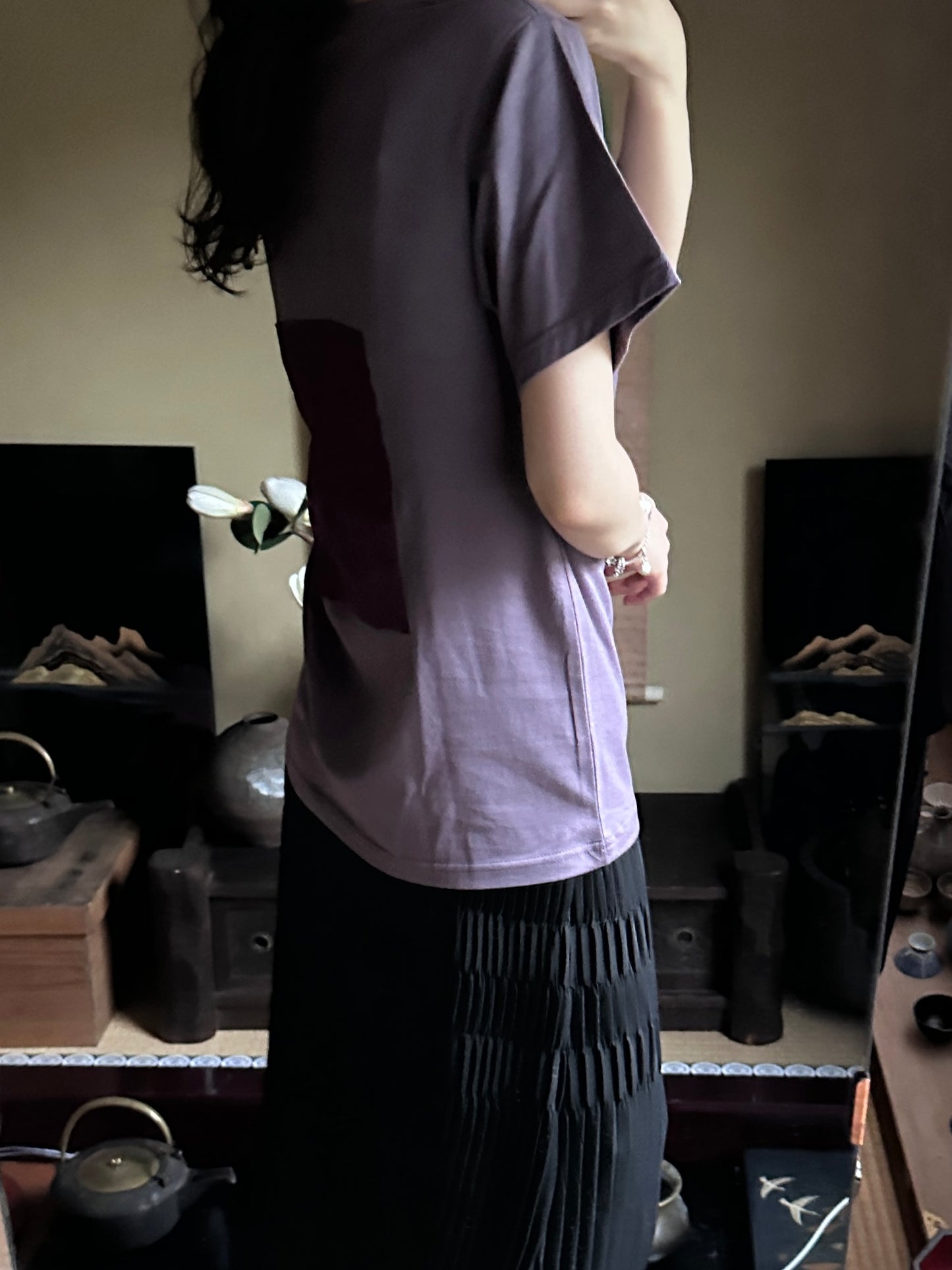 Redesigned Kimono Handmade T-Shirt　Ancient Purple