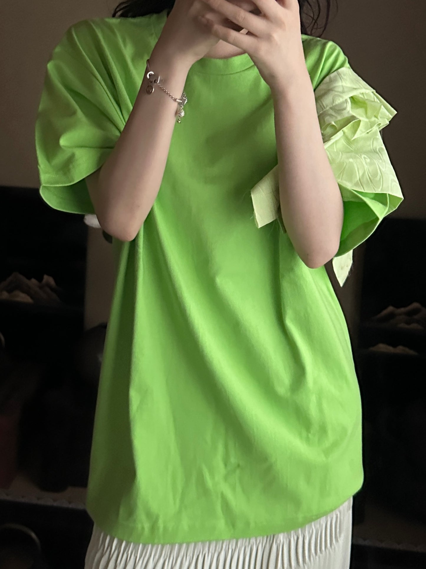 Redesigned Kimono Handmade T-Shirt Fresh Green color