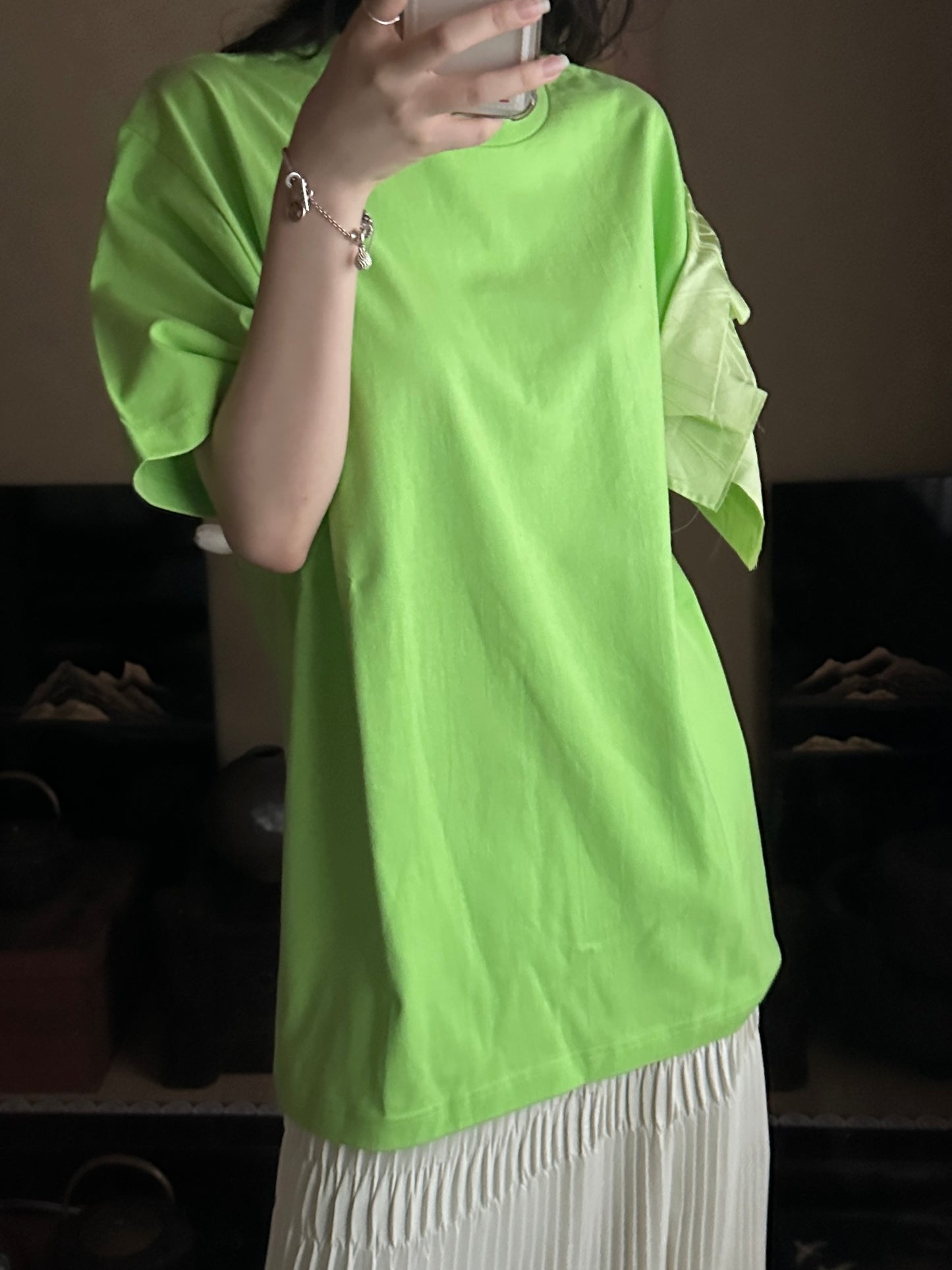 Redesigned Kimono Handmade T-Shirt Fresh Green color