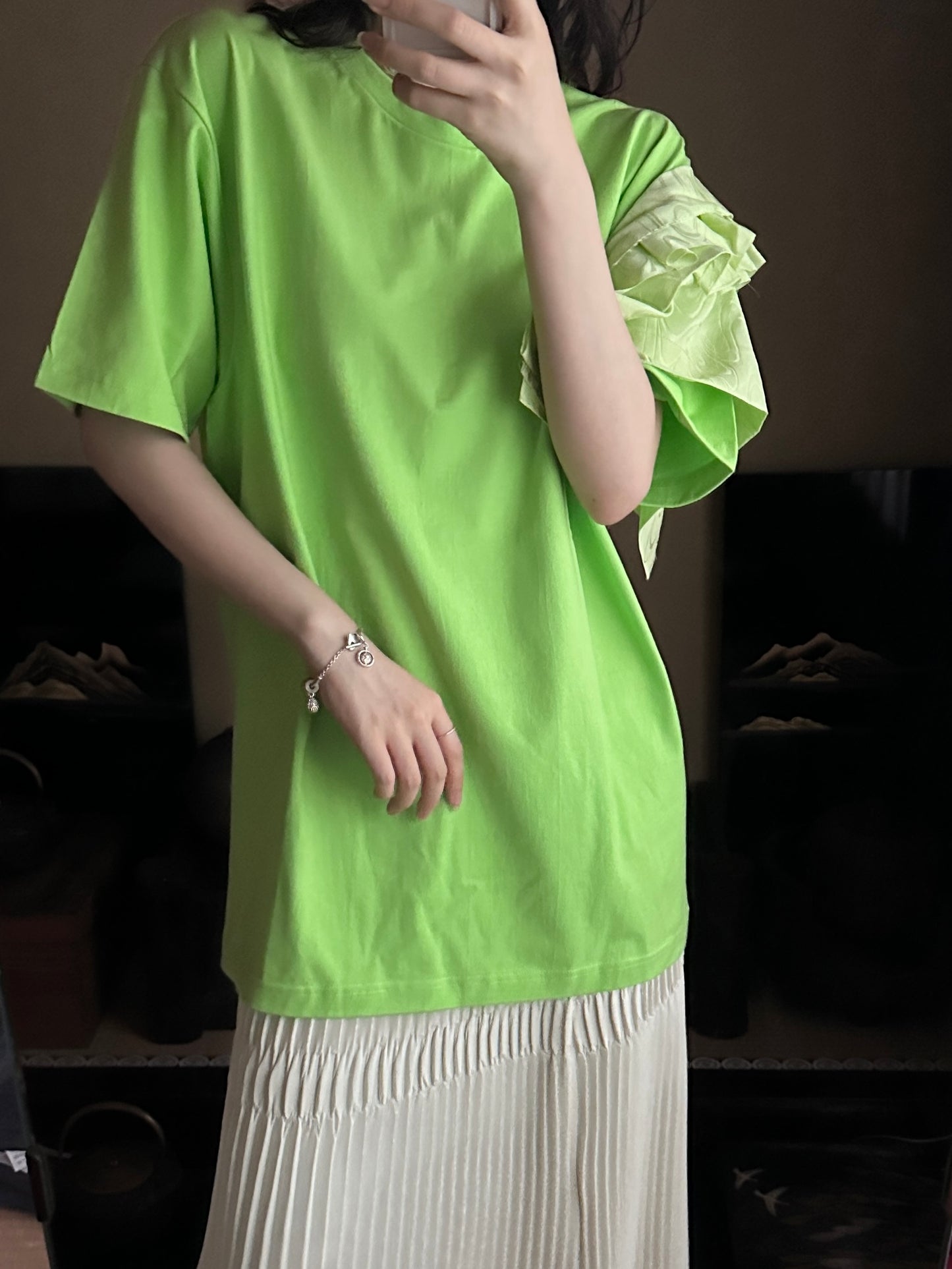 Redesigned Kimono Handmade T-Shirt Fresh Green color