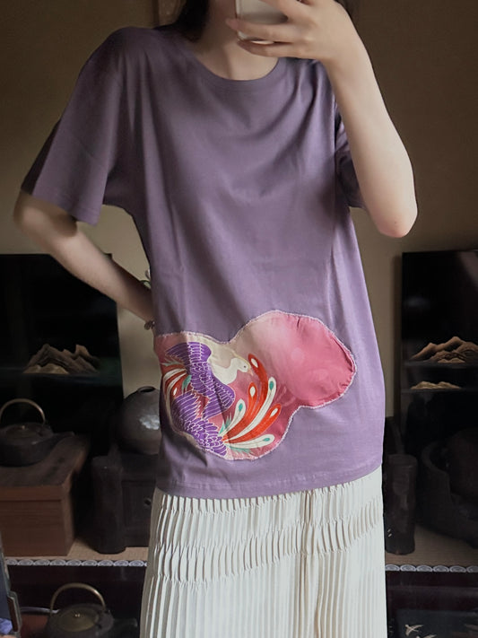 Redesigned Kimono Handmade T-Shirt Ancient Purple