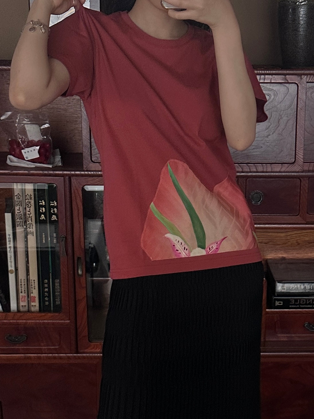 Redesigned Kimono Handmade T-Shirt Coral Color