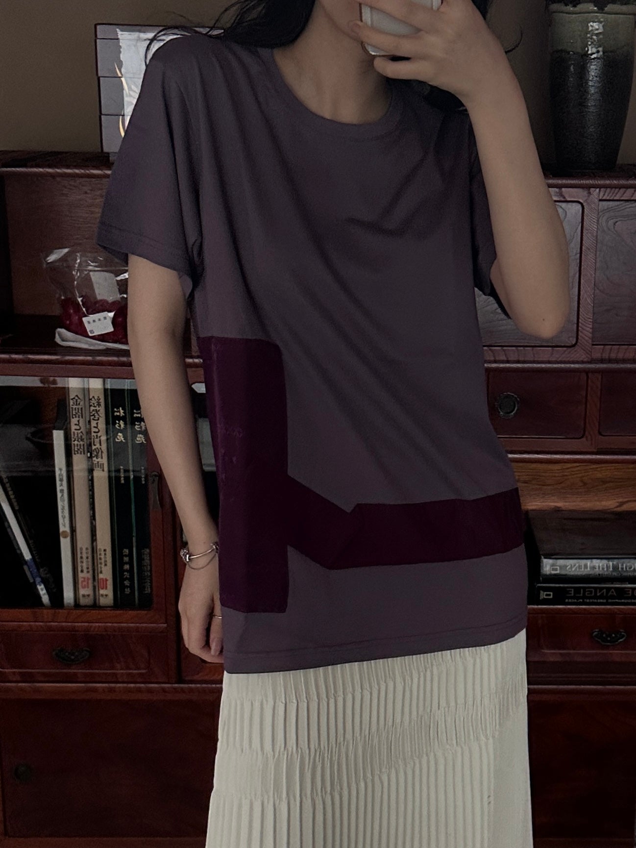 Redesigned Kimono Handmade T-Shirt Ancient Purple