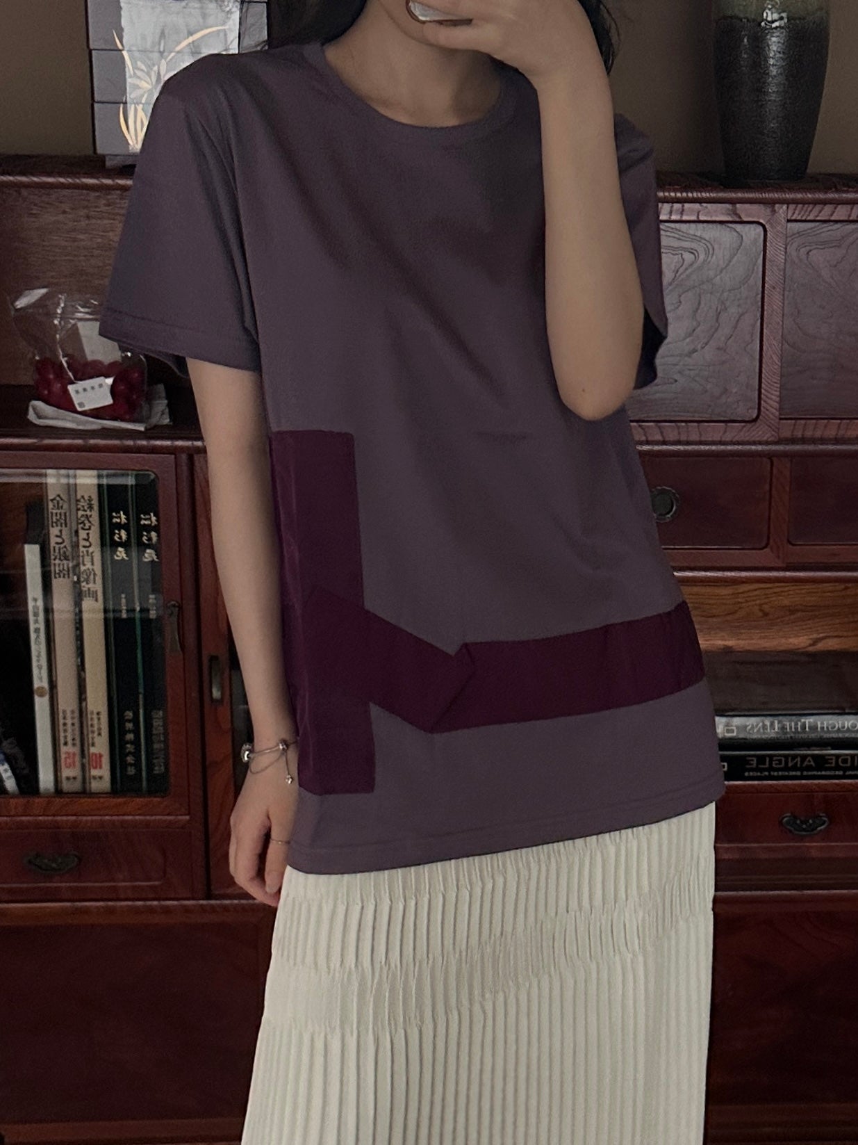 Redesigned Kimono Handmade T-Shirt Ancient Purple