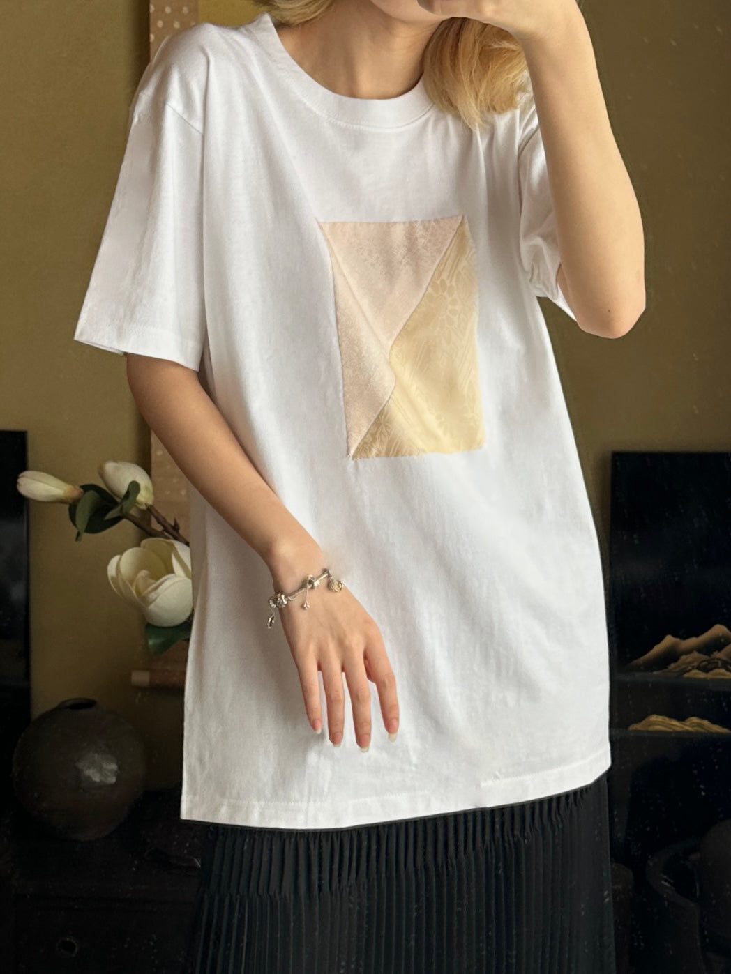 Redesigned Kimono Handmade T-Shirt White