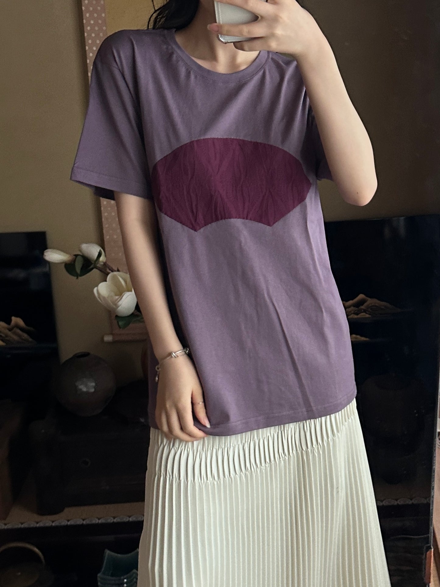 Redesigned Kimono Handmade T-Shirt Ancient Purple