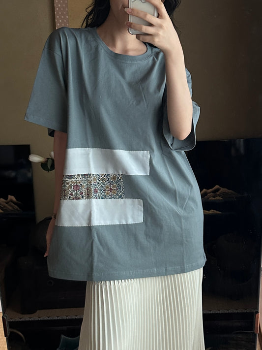 Redesigned Kimono Handmade T-Shirt Periwinkle Blue