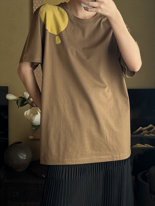 Redesigned Kimono Handmade T-Shirt Loquat Tea color