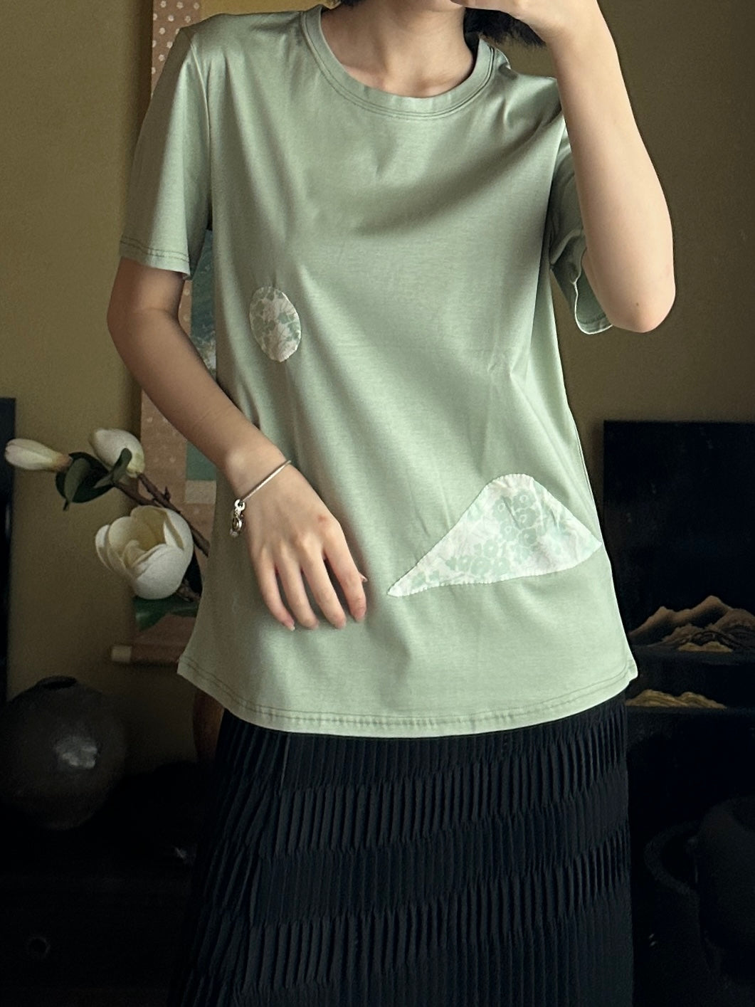 Redesigned Kimono Handmade T-Shirt Cicada color