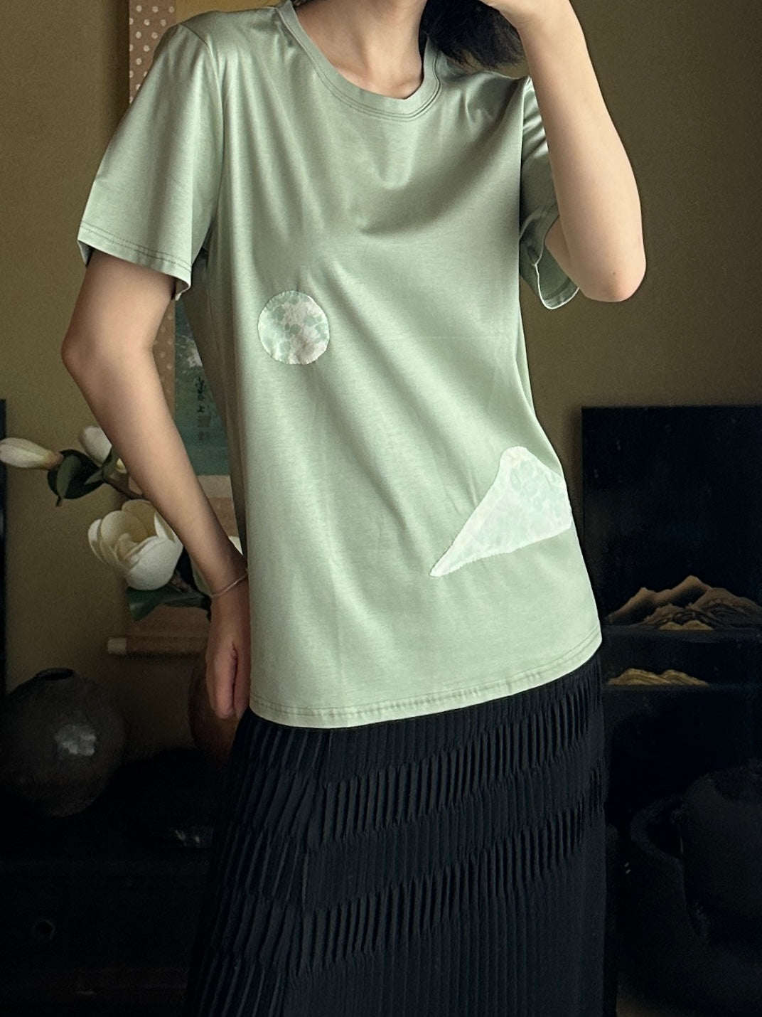 Redesigned Kimono Handmade T-Shirt Cicada color