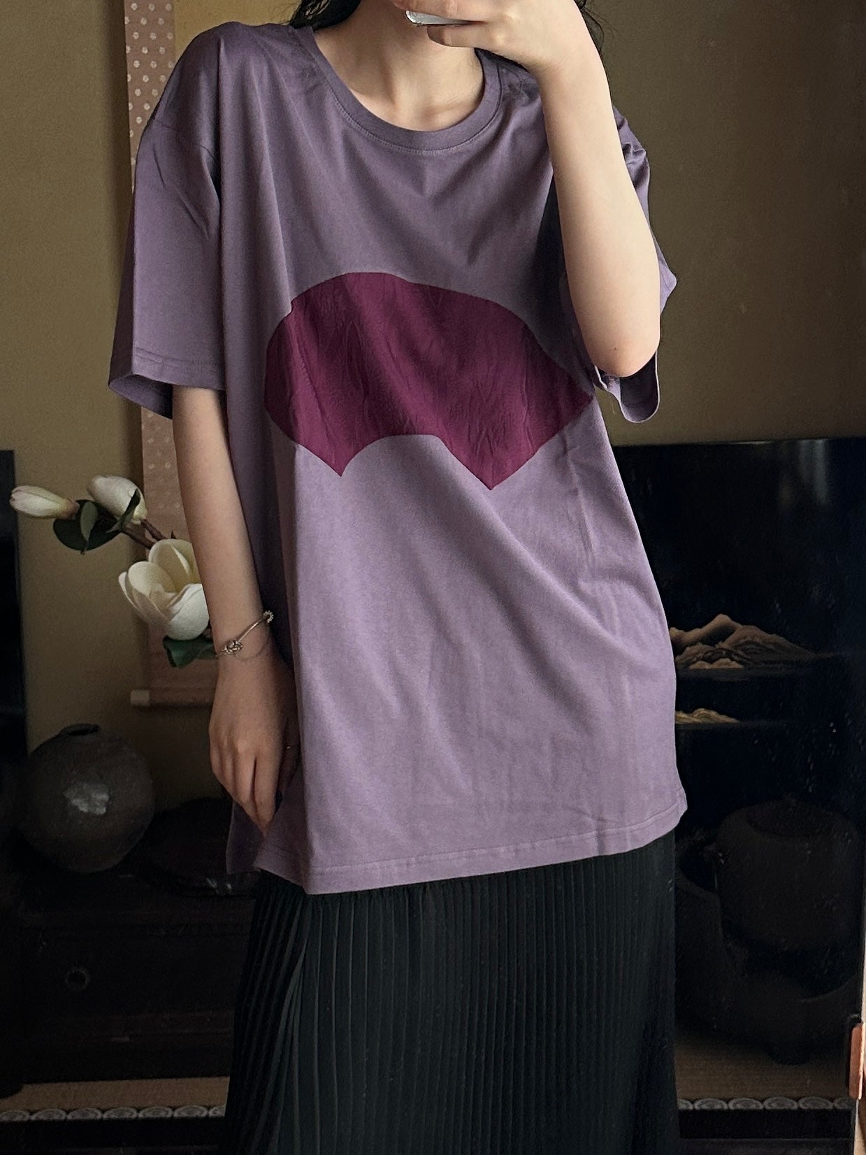 Redesigned Kimono Handmade T-Shirt Ancient Purple