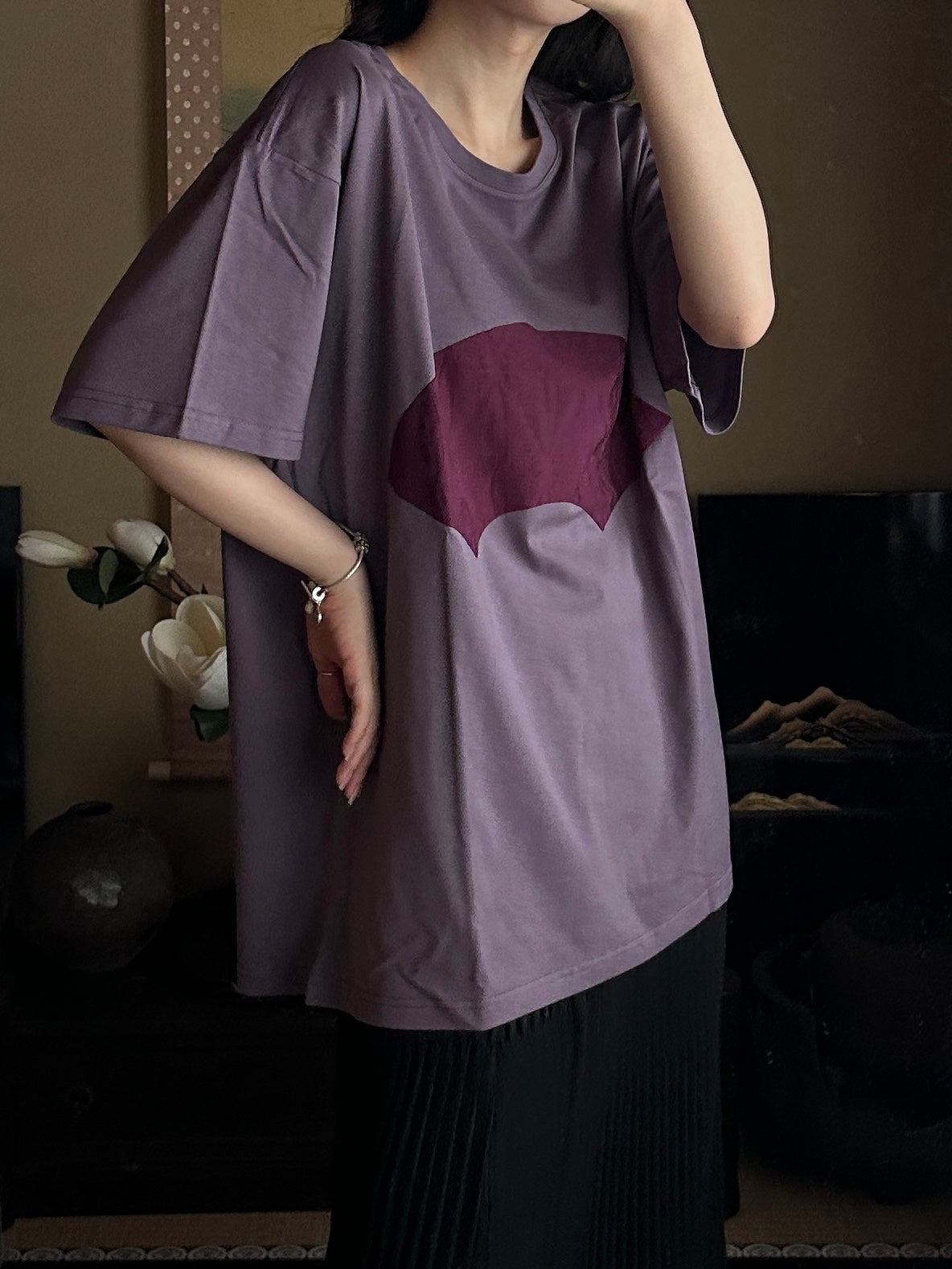 Redesigned Kimono Handmade T-Shirt Ancient Purple