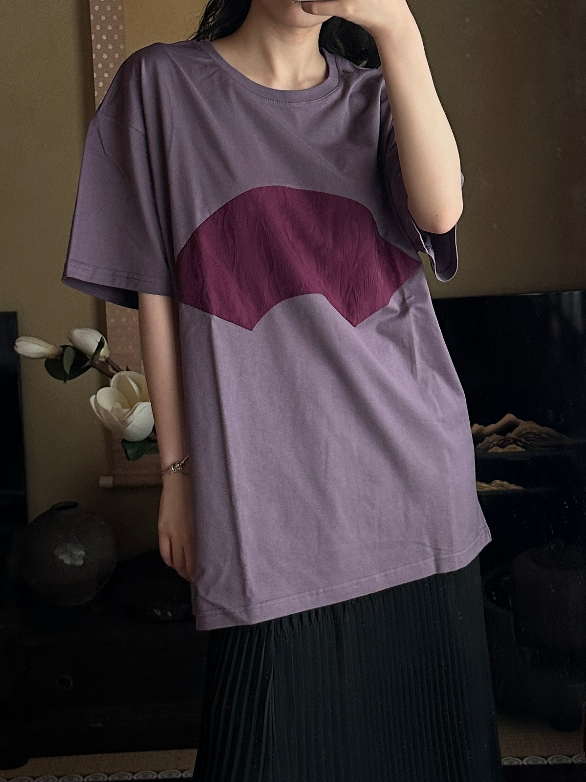 Redesigned Kimono Handmade T-Shirt Ancient Purple