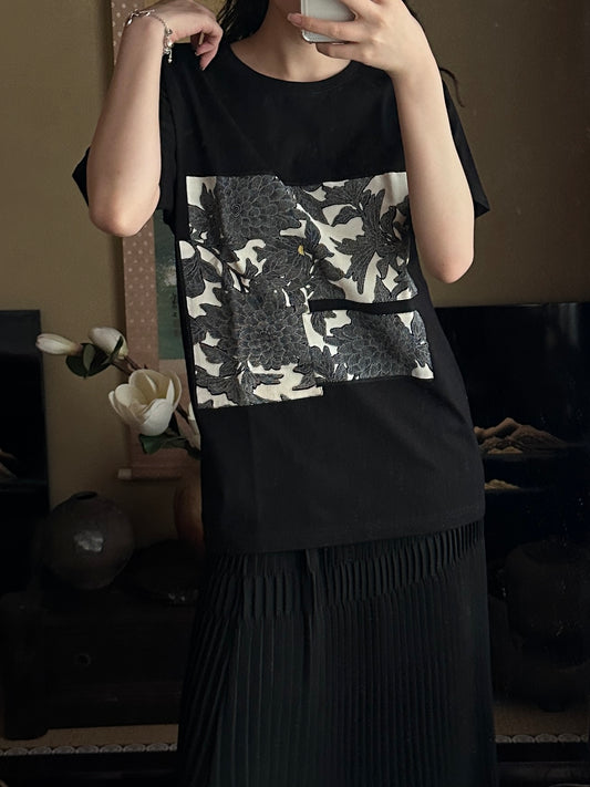 Redesigned Kimono Handmade T-Shirt Black