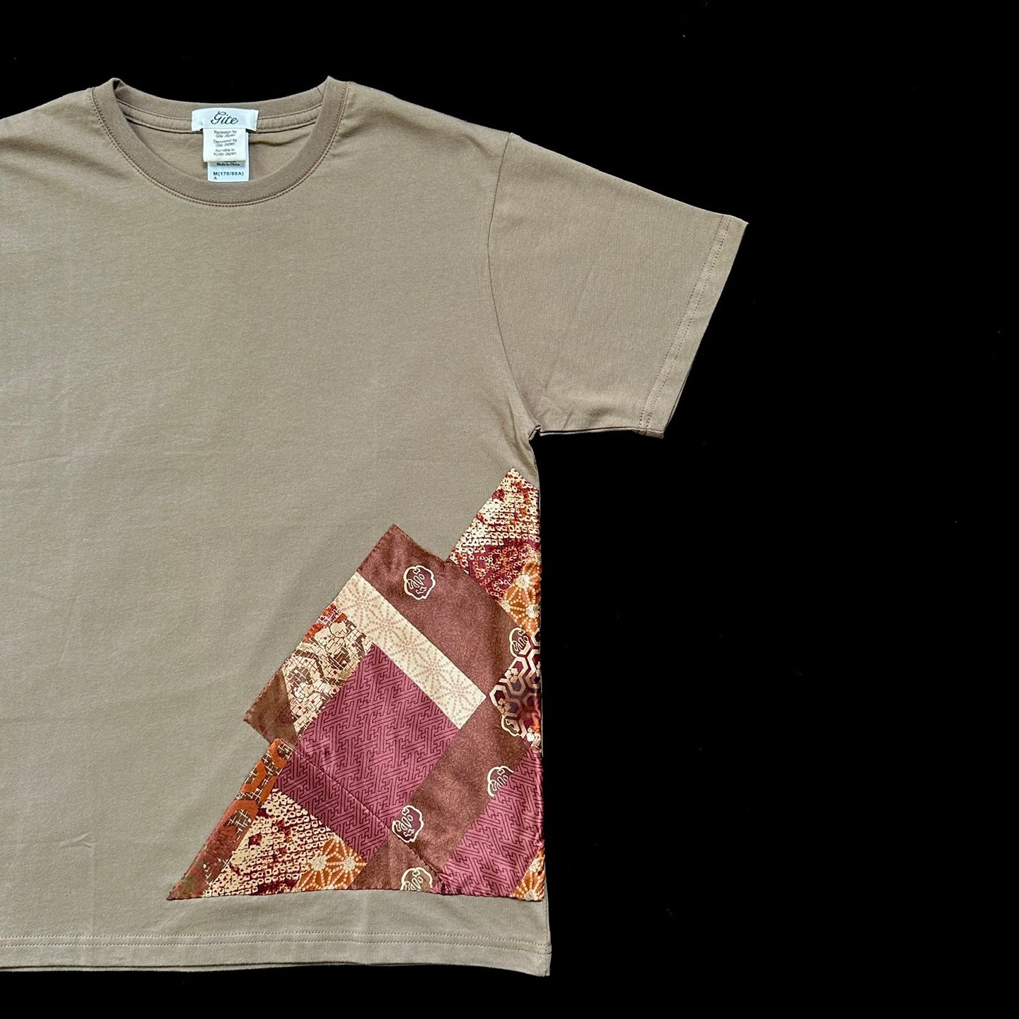 Redesigned Kimono Handmade T-Shirt Loquat Tea color