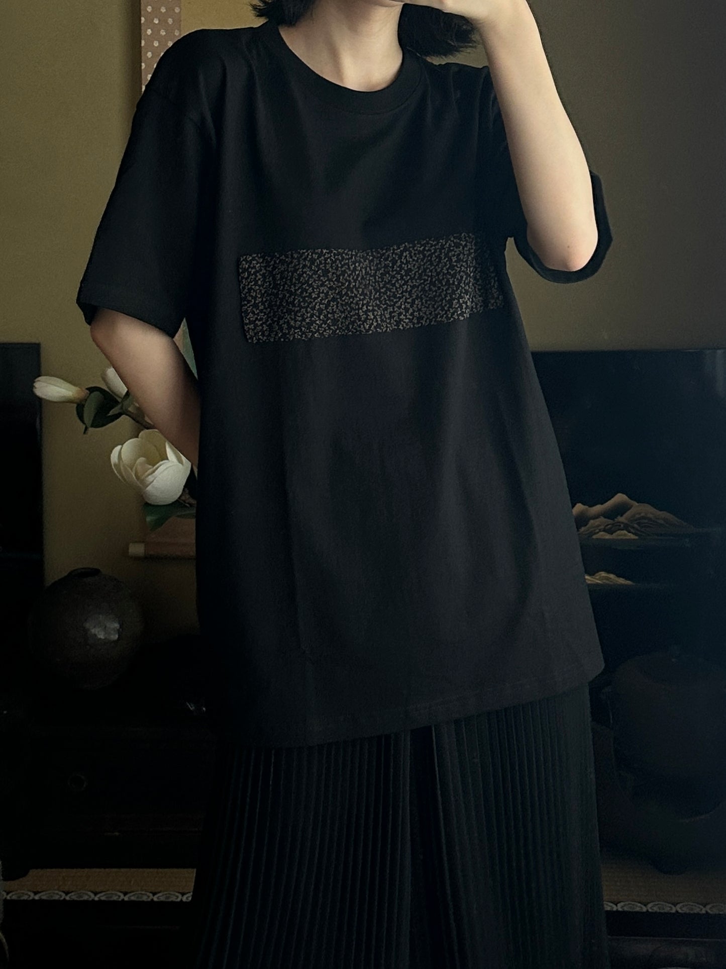 Redesigned Kimono Handmade T-Shirt Black