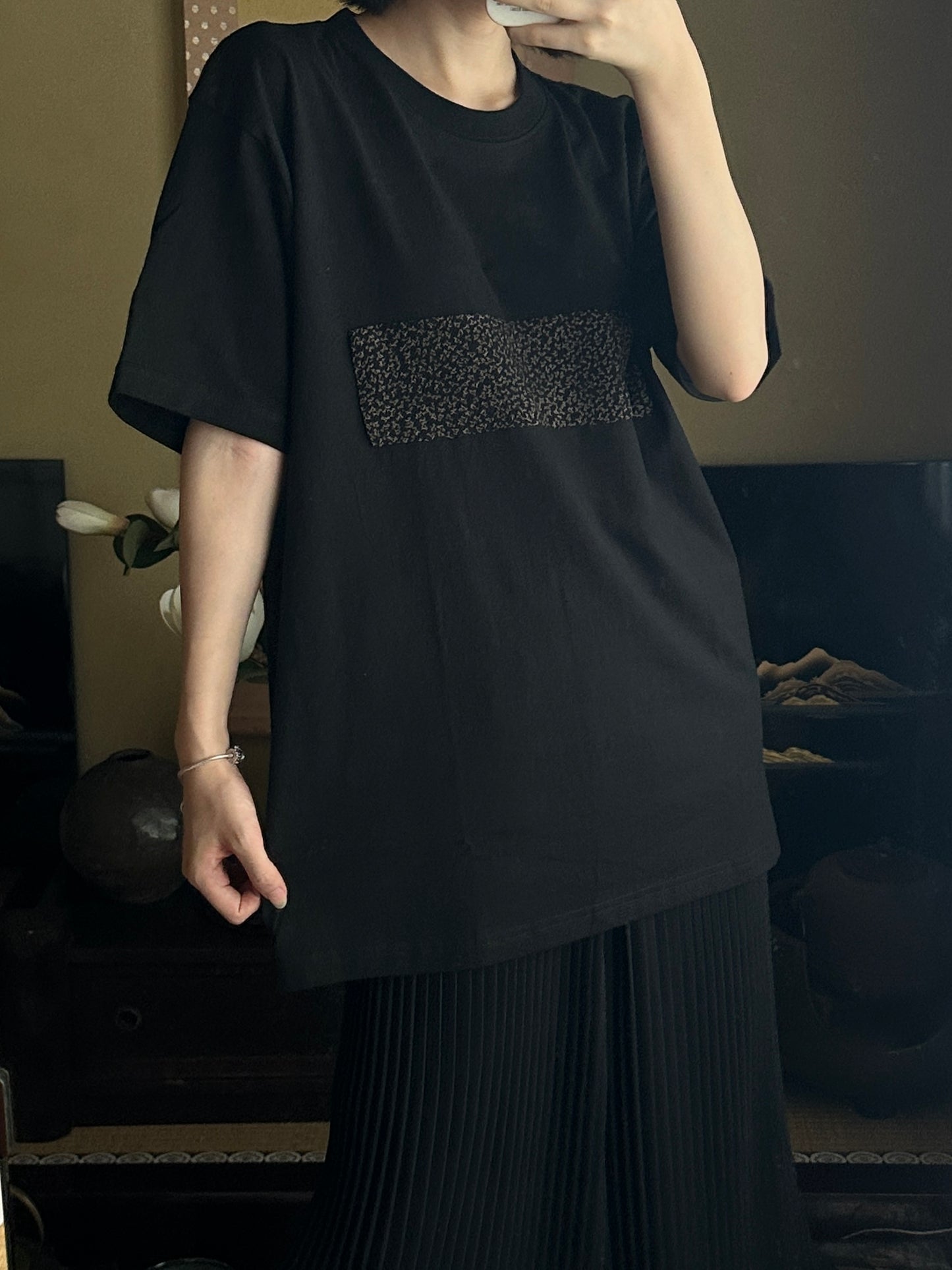 Redesigned Kimono Handmade T-Shirt Black