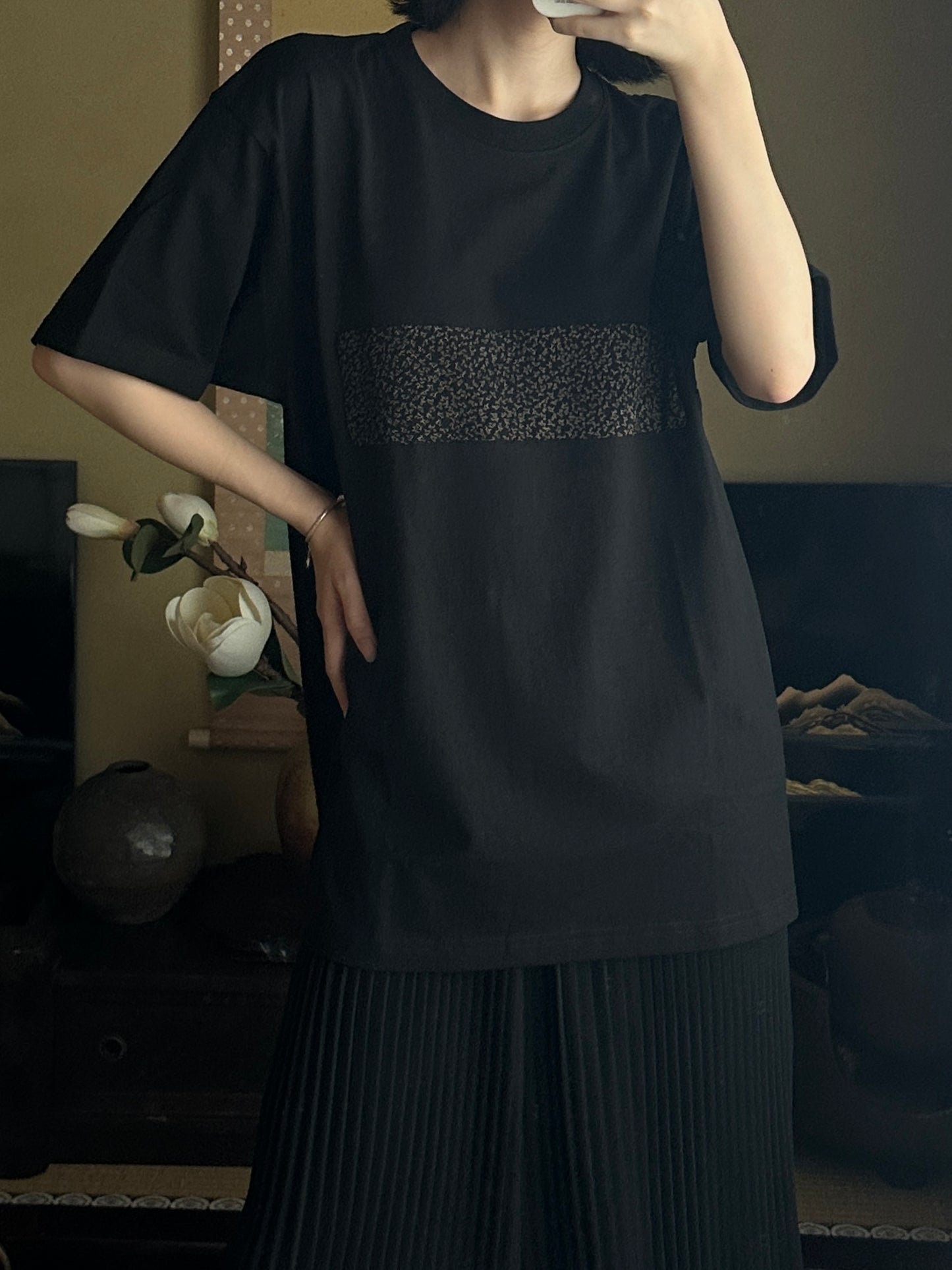 Redesigned Kimono Handmade T-Shirt Black