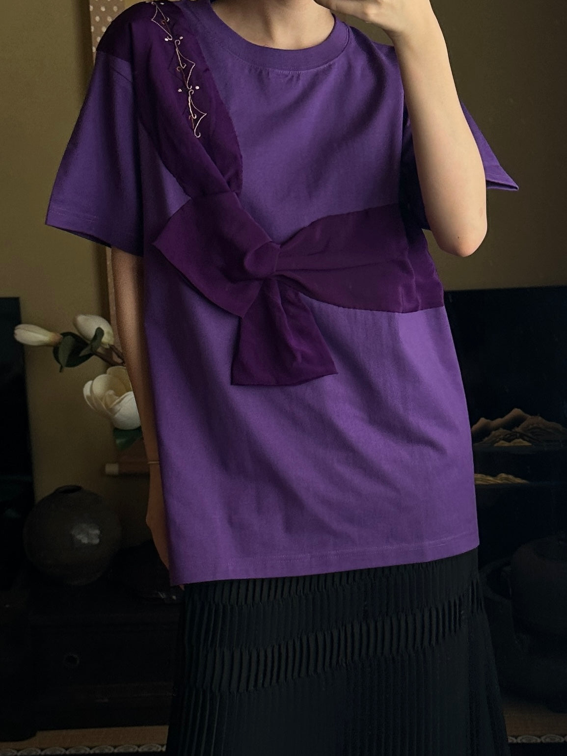 Redesigned Kimono Handmade T-Shirt Ancient Purple