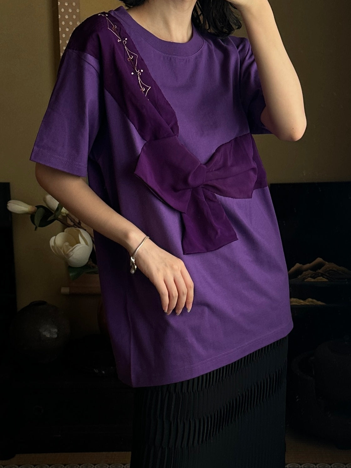 Redesigned Kimono Handmade T-Shirt Ancient Purple