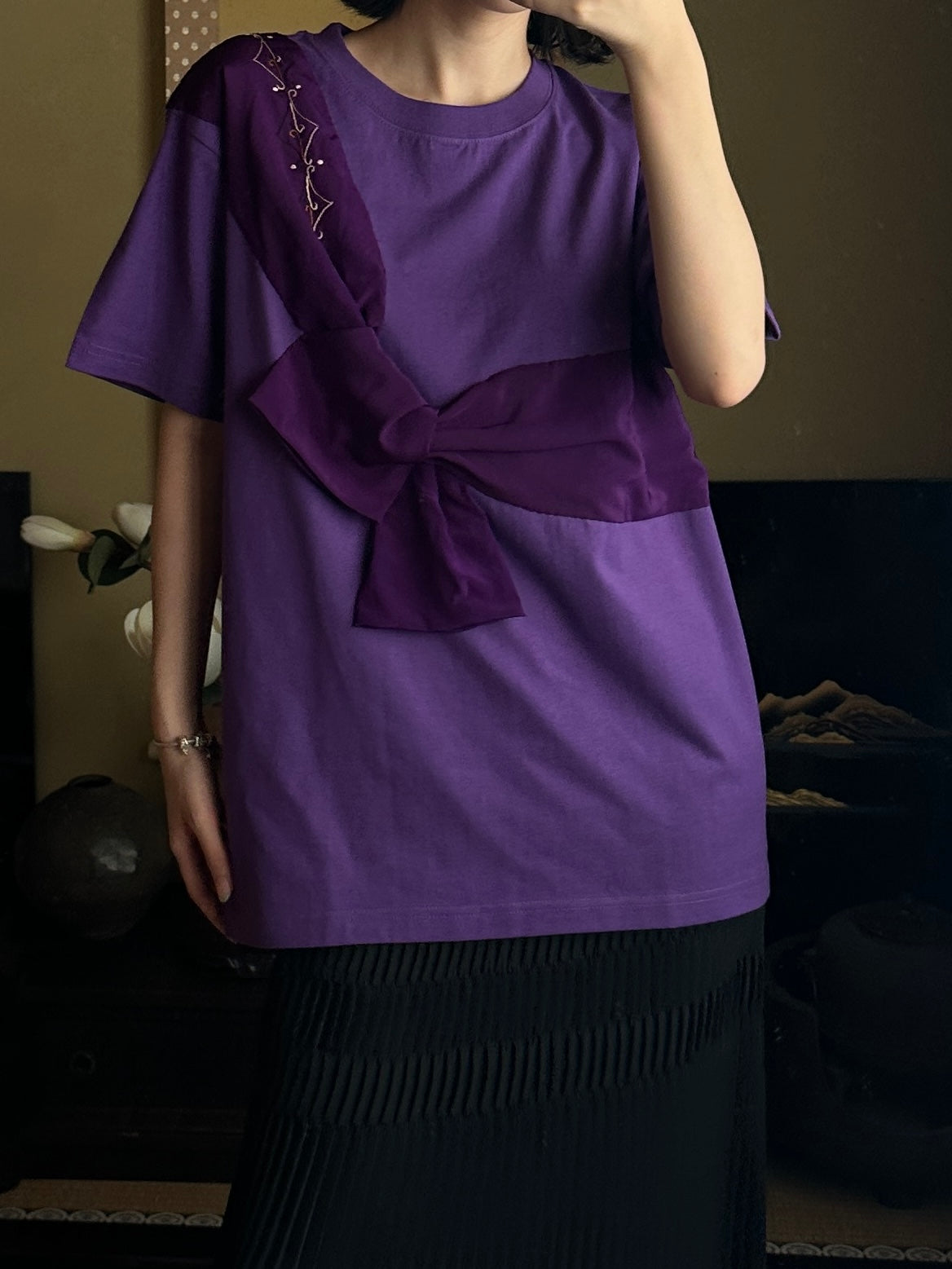 Redesigned Kimono Handmade T-Shirt Ancient Purple