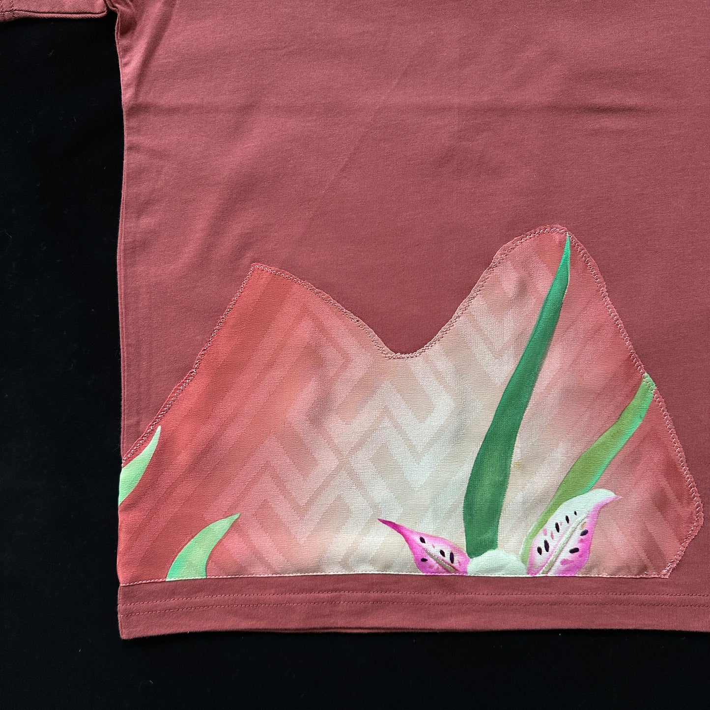 Redesigned Kimono Handmade T-Shirt Coral Color