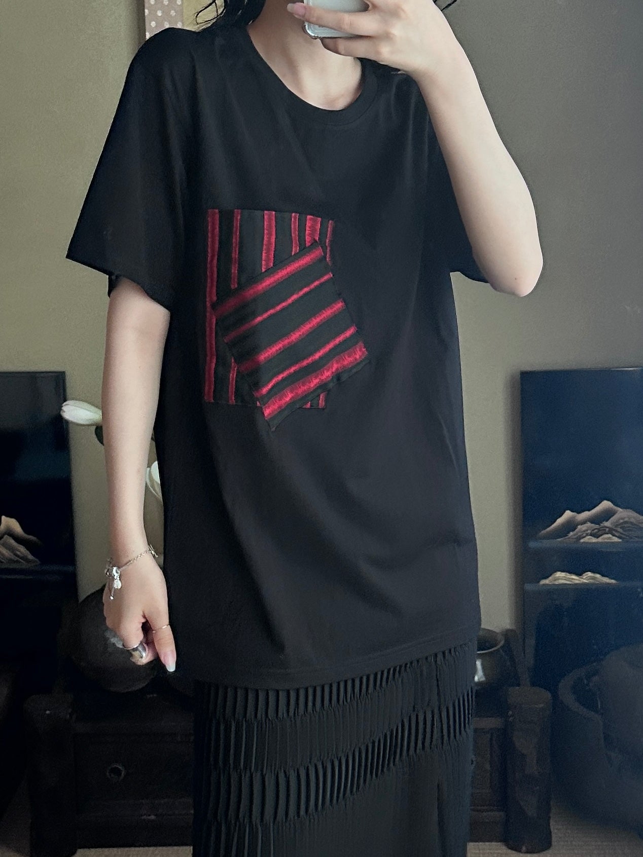 Redesigned Kimono Handmade T-Shirt Black