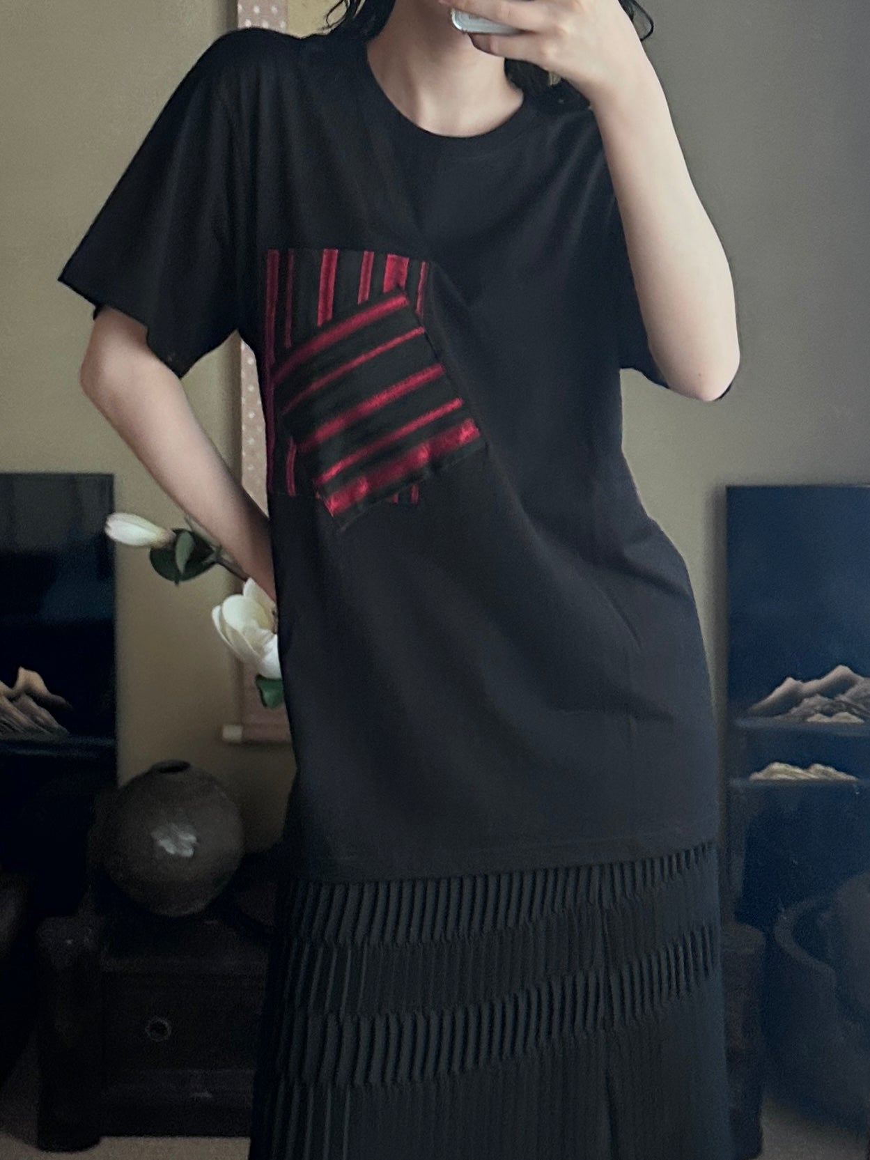 Redesigned Kimono Handmade T-Shirt Black